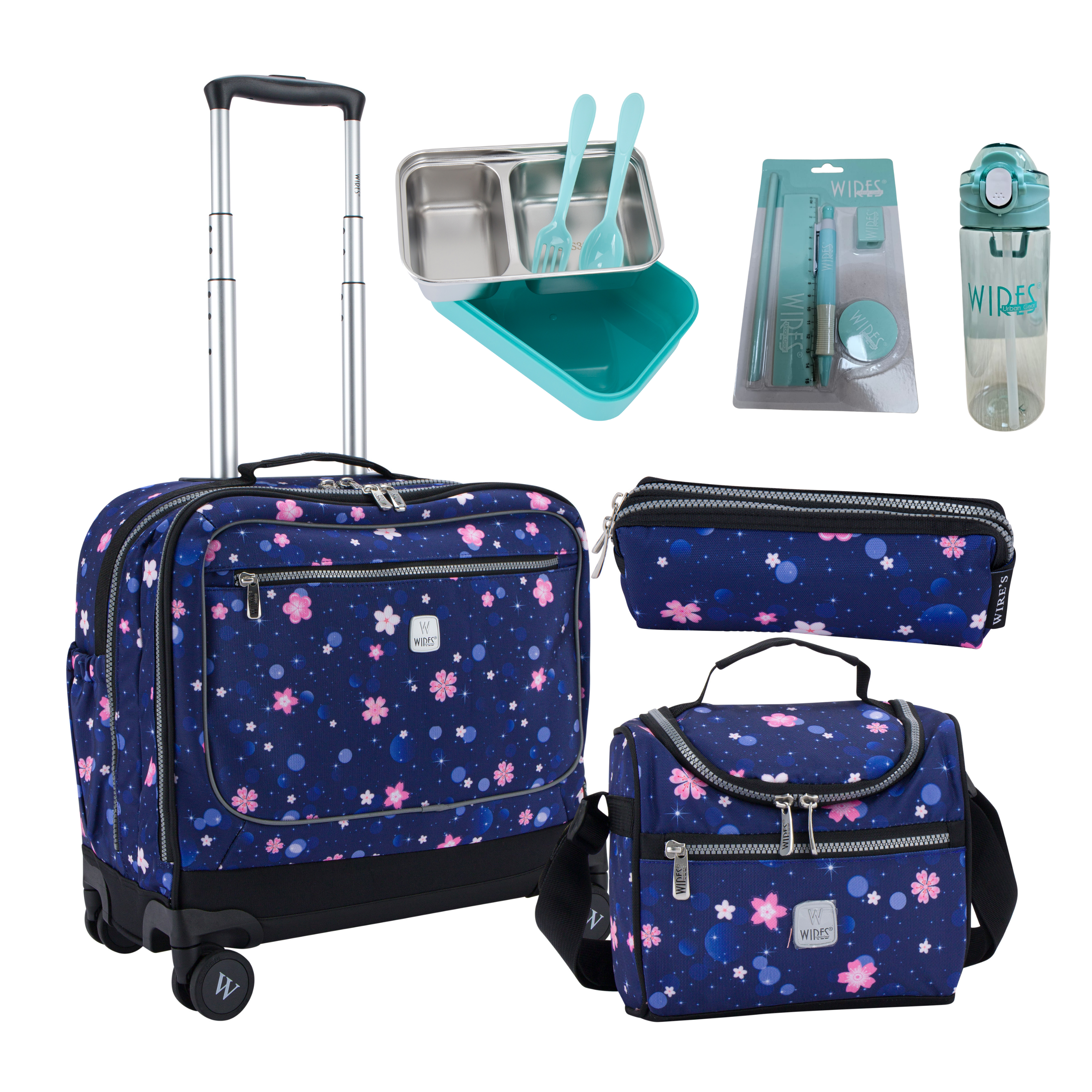 4 Wheels Trolley School Bag-Set of 5