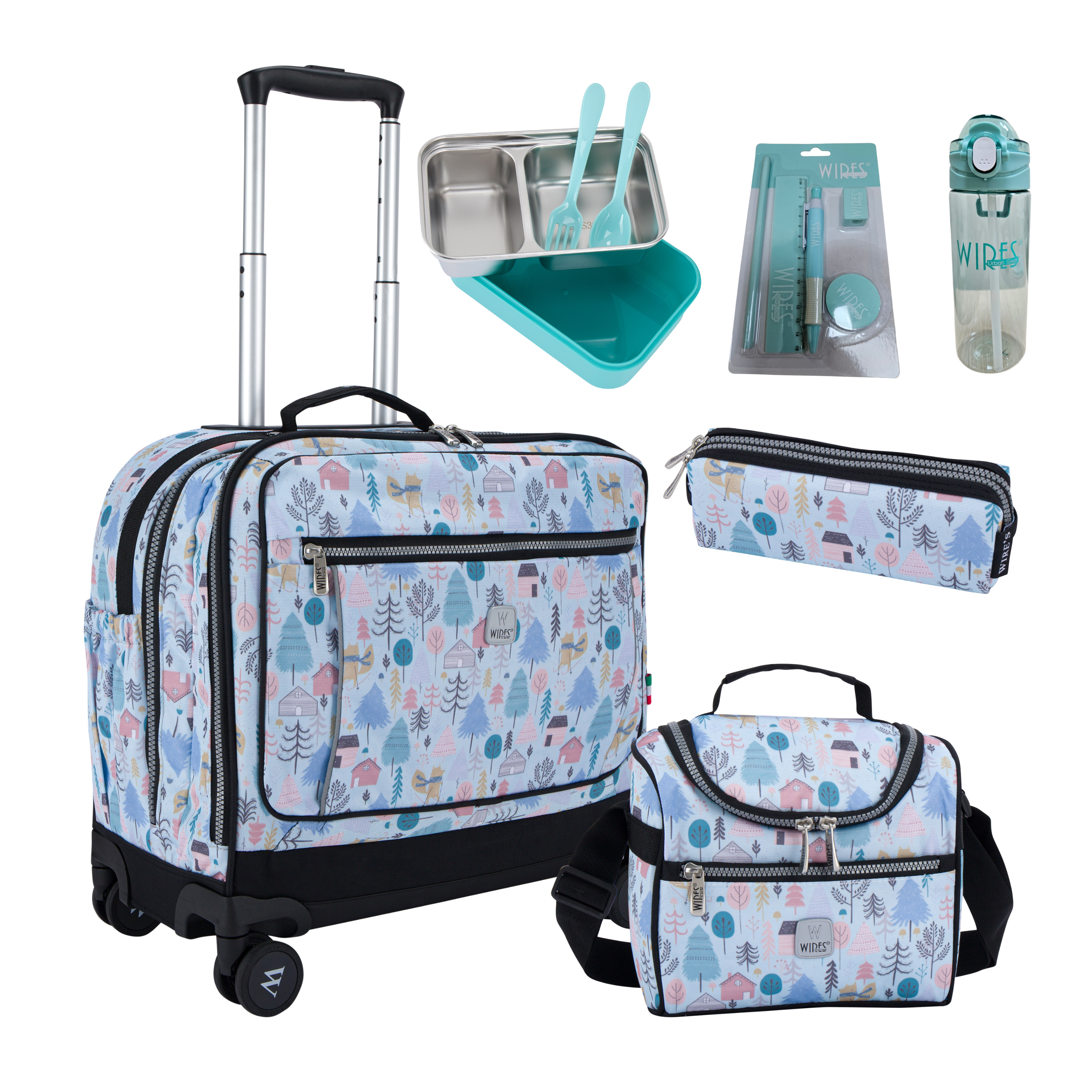 4 Wheels Trolley School Bag-Set of 5