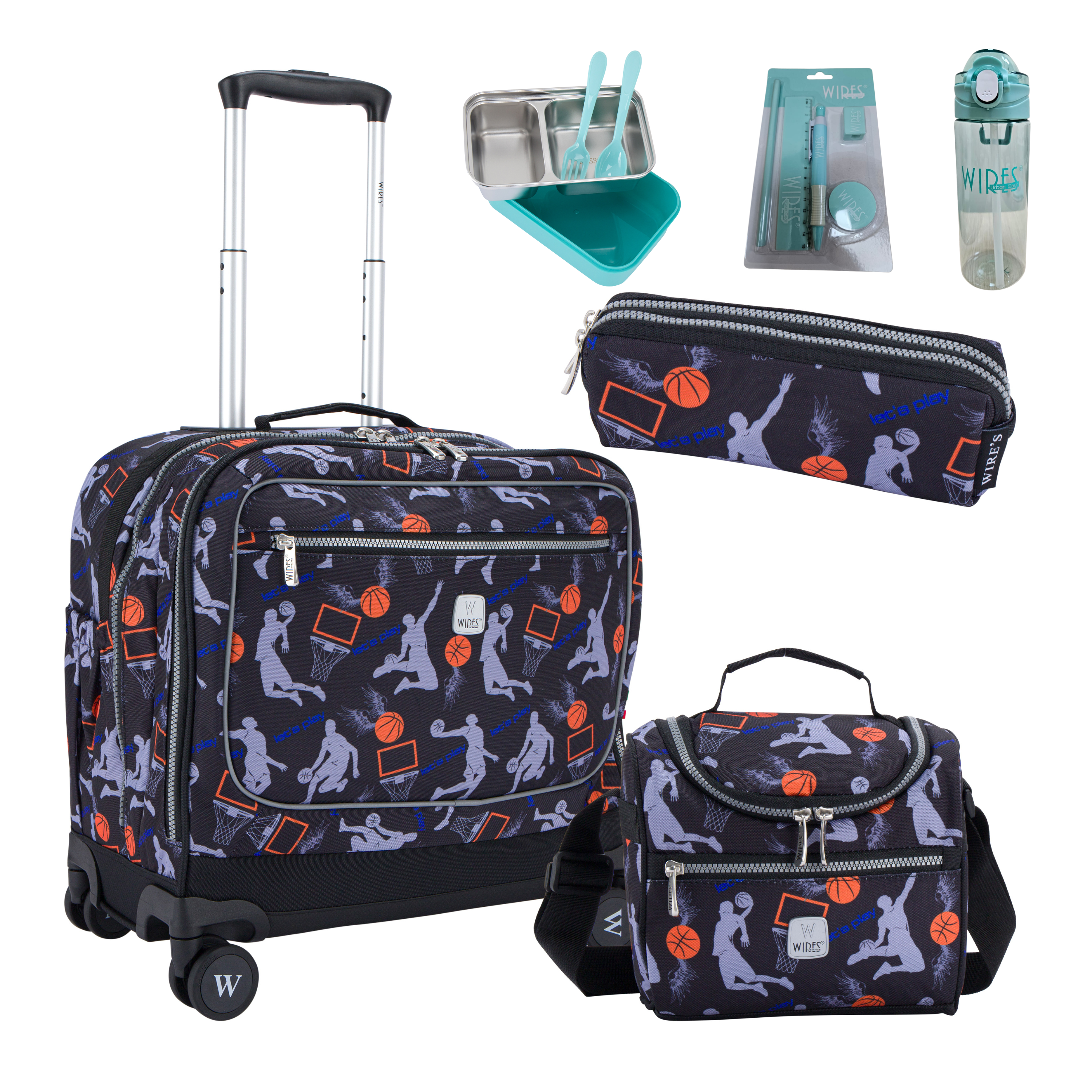 4 Wheels Trolley School Bag-Set of 5