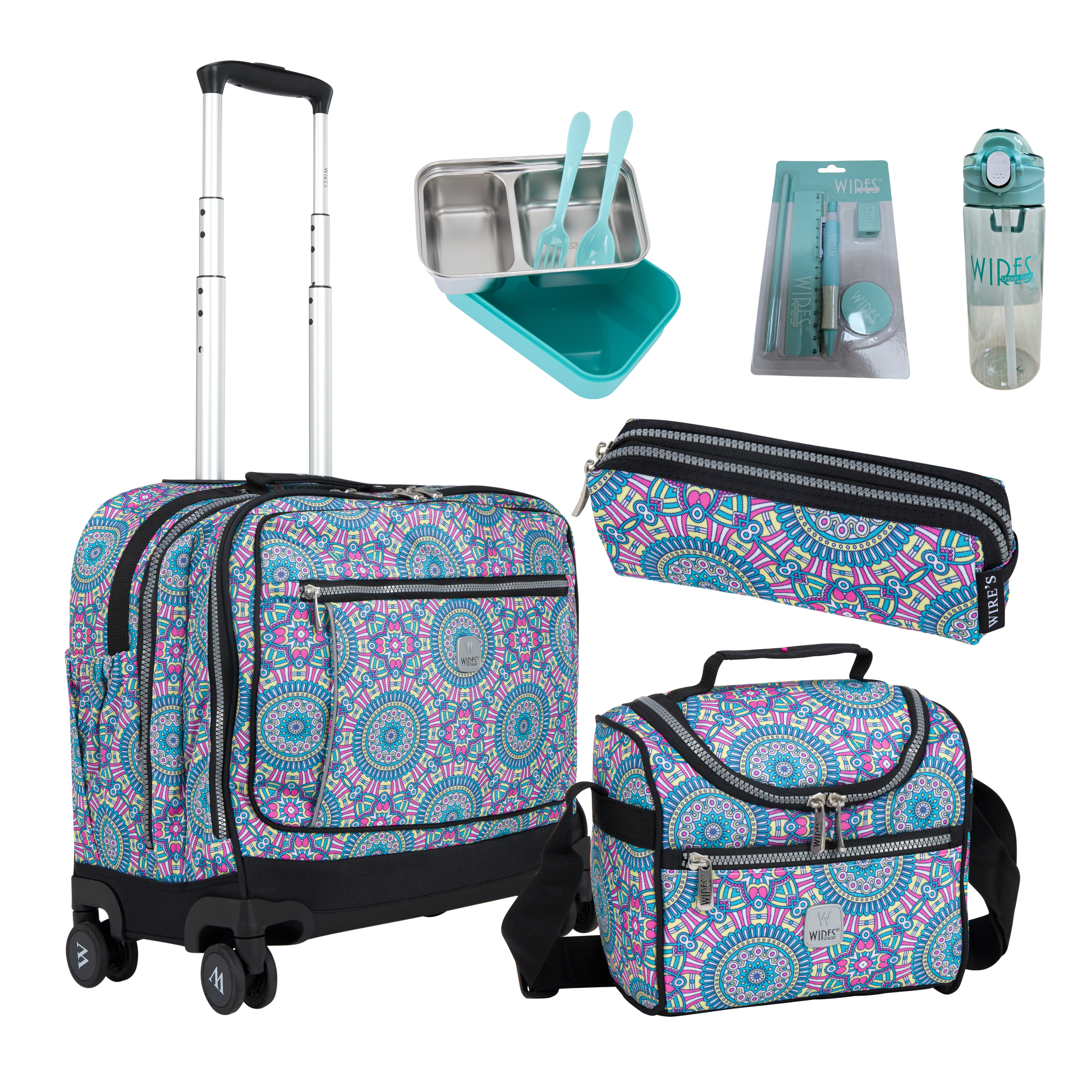 4 Wheels Trolley School Bag-Set of 5