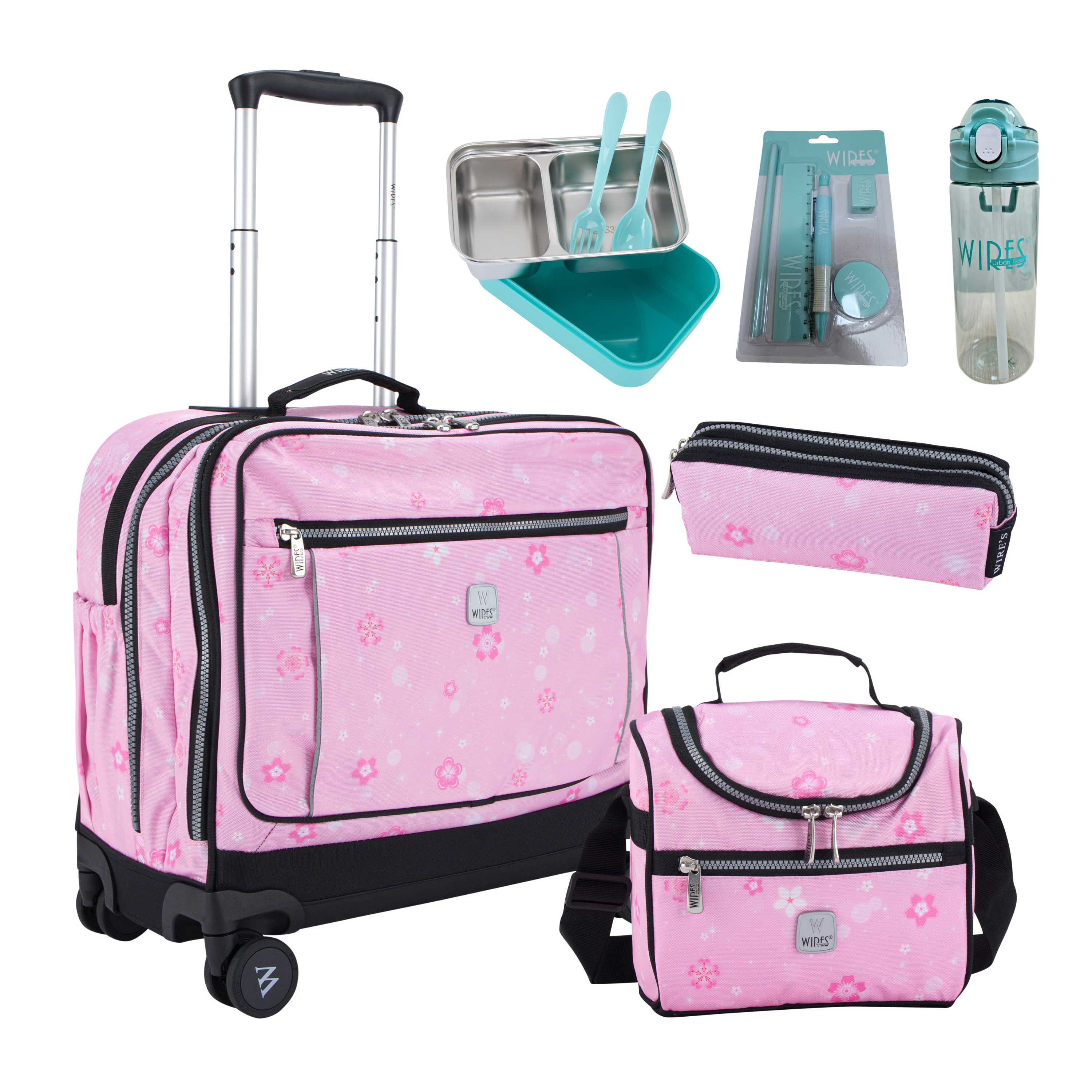 4 Wheels Trolley School Bag-Set of 5