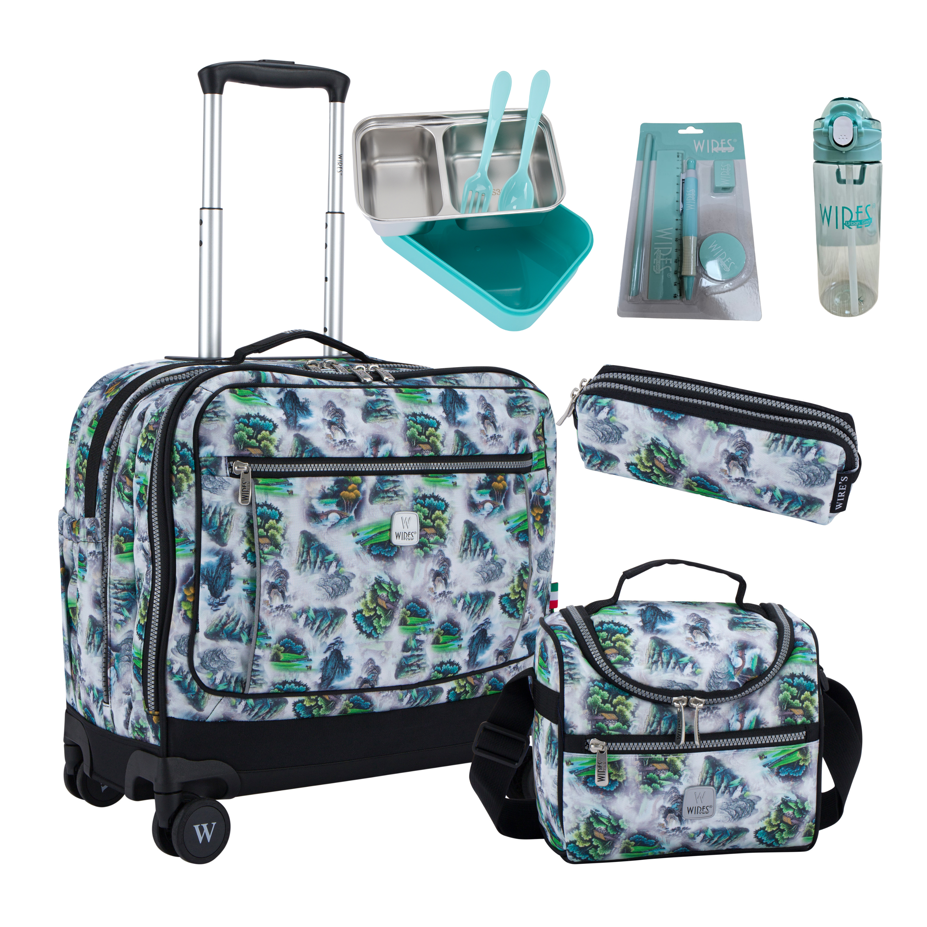 4 Wheels Trolley School Bag-Set of 5