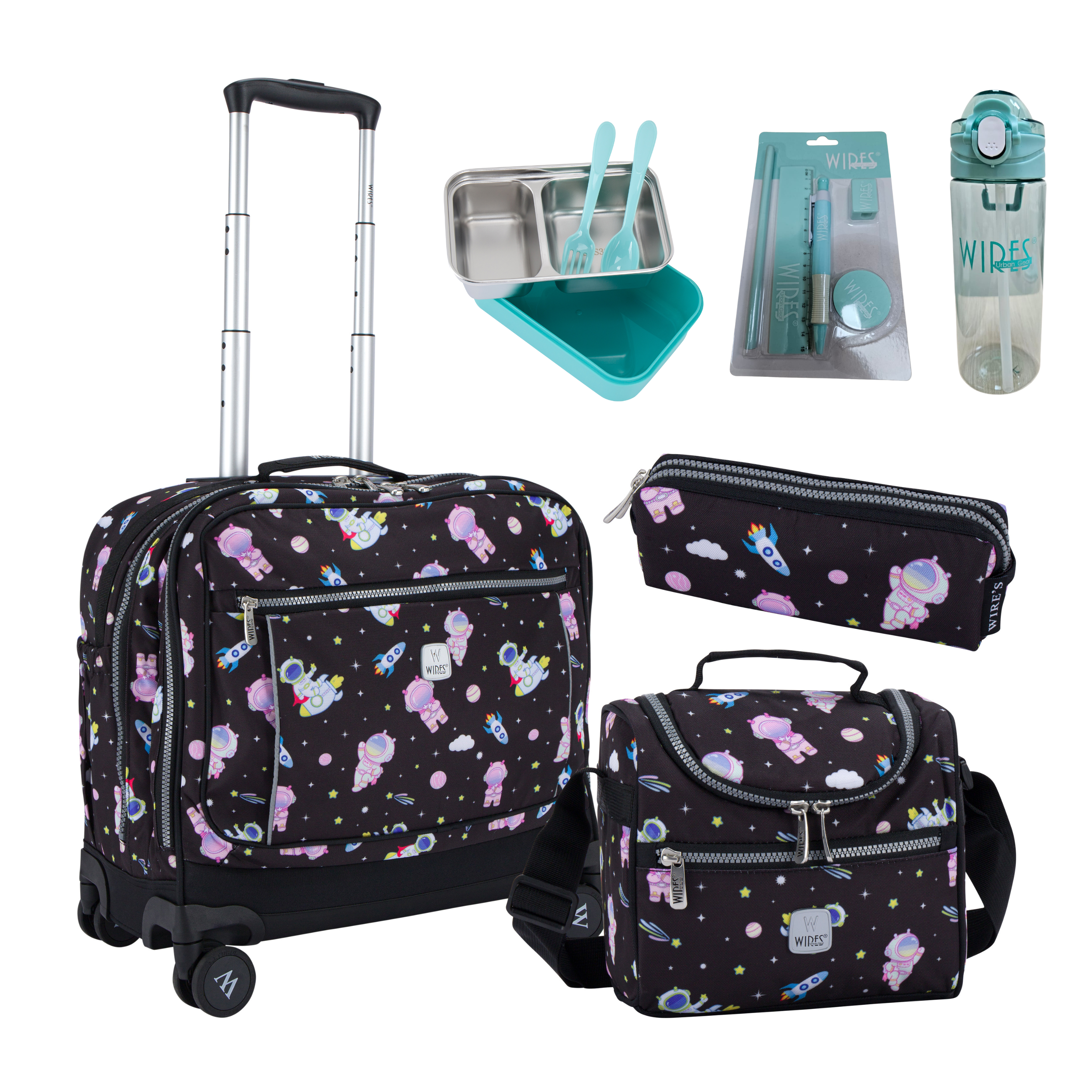 4 Wheels Trolley School Bag-Set of 5