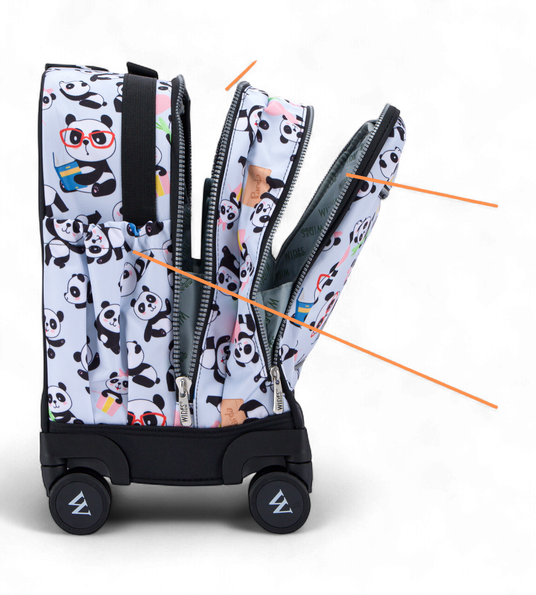 Wires 4 Wheels Rolling School Bag 5 Piece Set