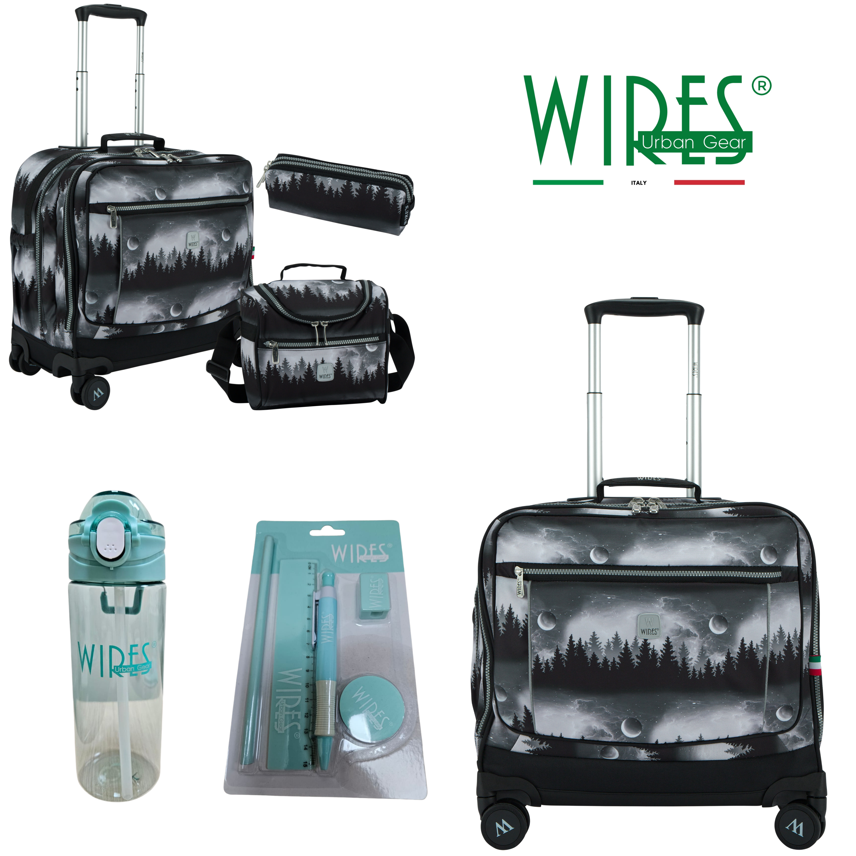 4 Wheels Trolley School Bag-Set of 5