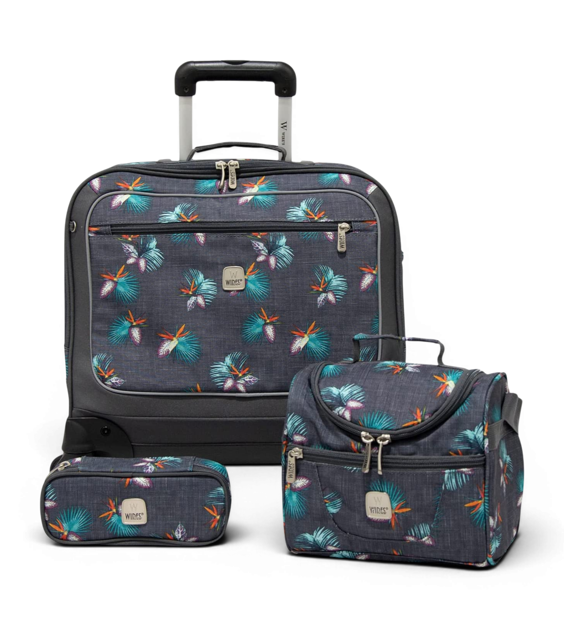 Wires 4 Wheels Rolling School Bag 3 Piece Set
