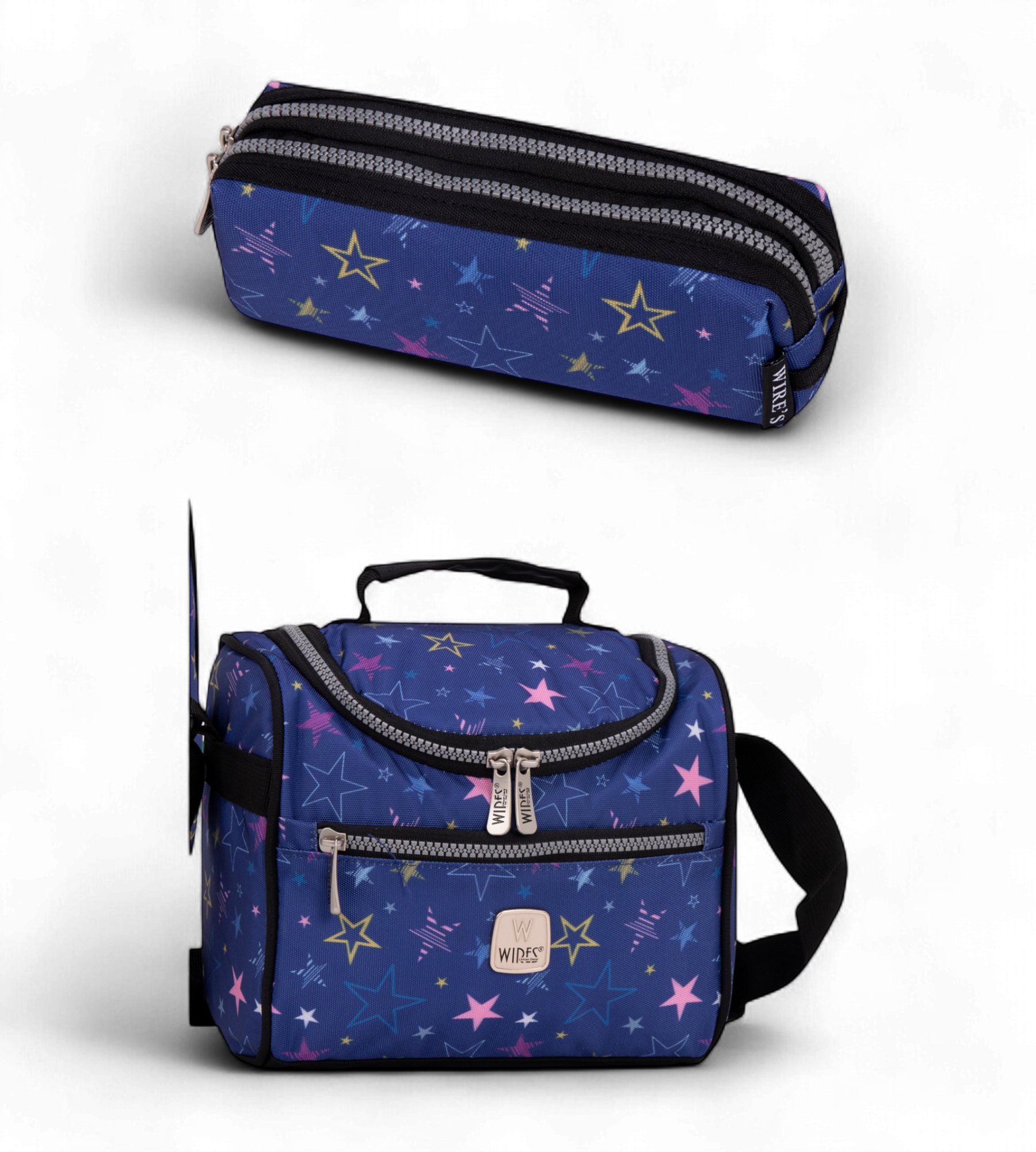 Wires Big Wheel Rolling School Bag 5 Piece Student Set
