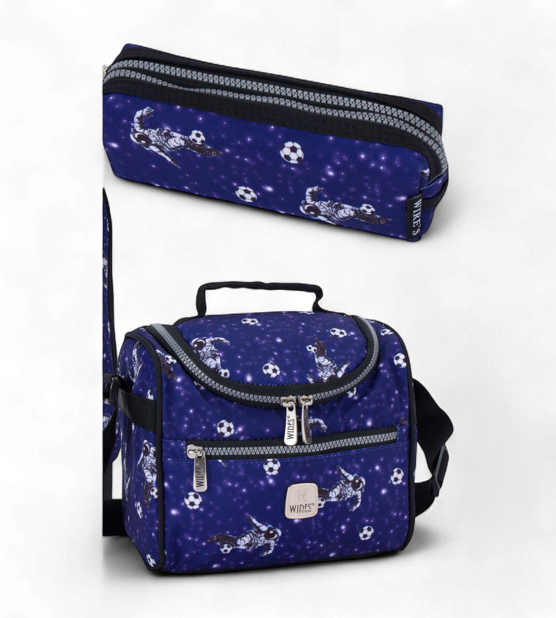 Wires Big Wheel Rolling School Bag 5 Piece Student Set