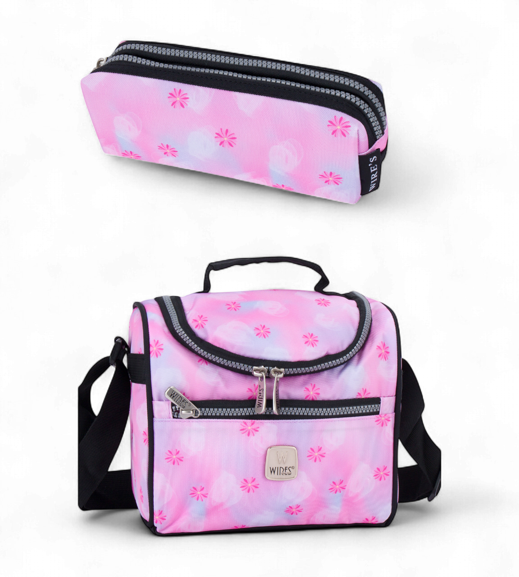 Wires Big Wheel Rolling School Bag 5 Piece Student Set