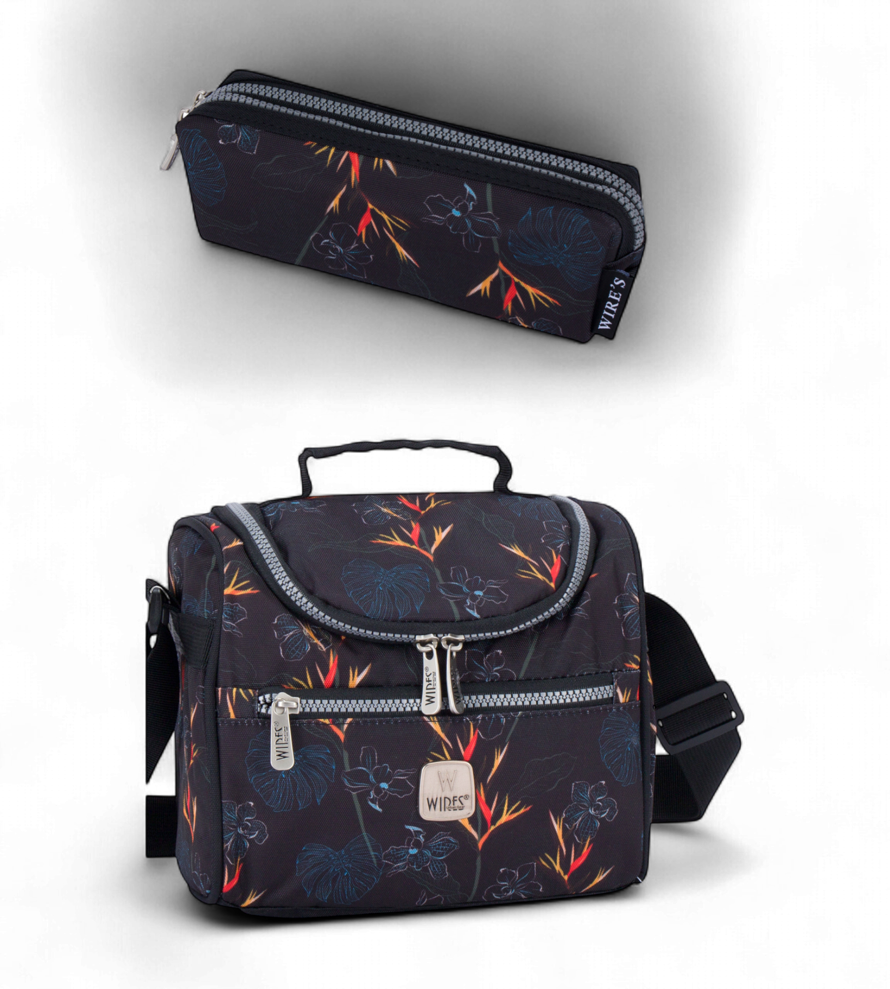 Wires Big Wheel Rolling School Bag 5 Piece Student Set