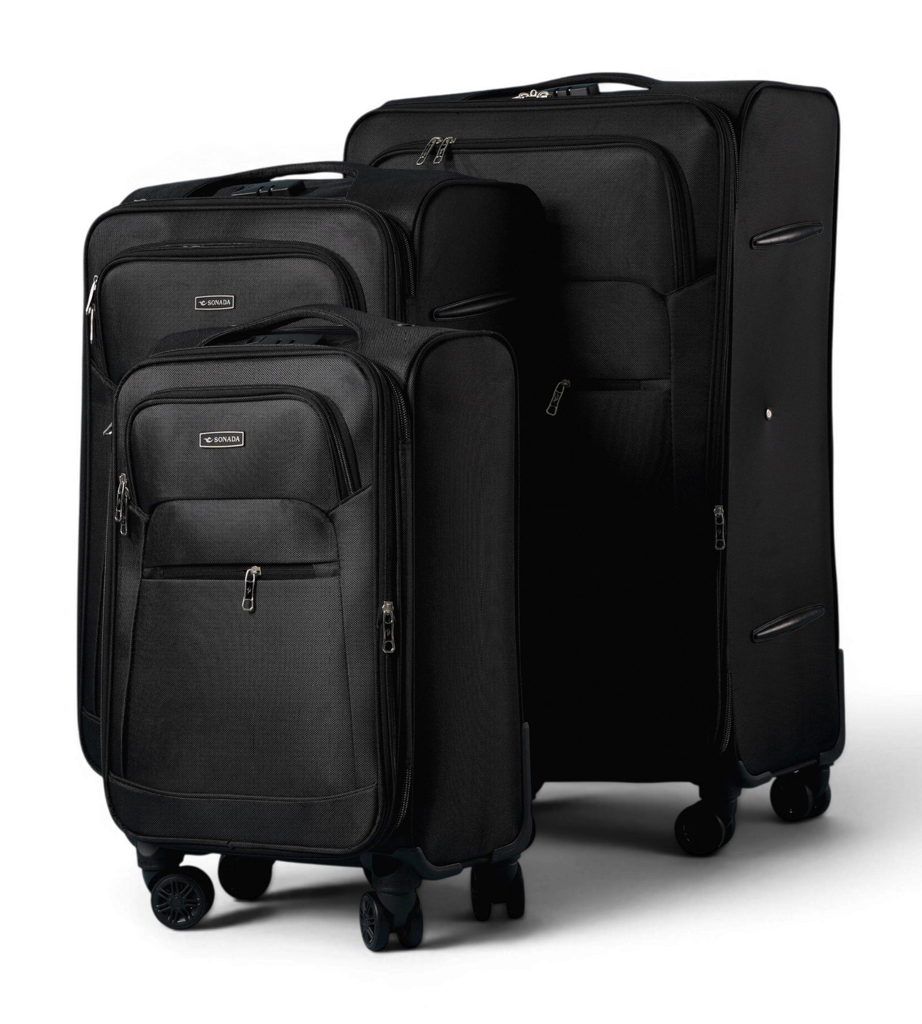 Sonada Lightweight 3 Piece Soft Shell Spinner Luggage Set