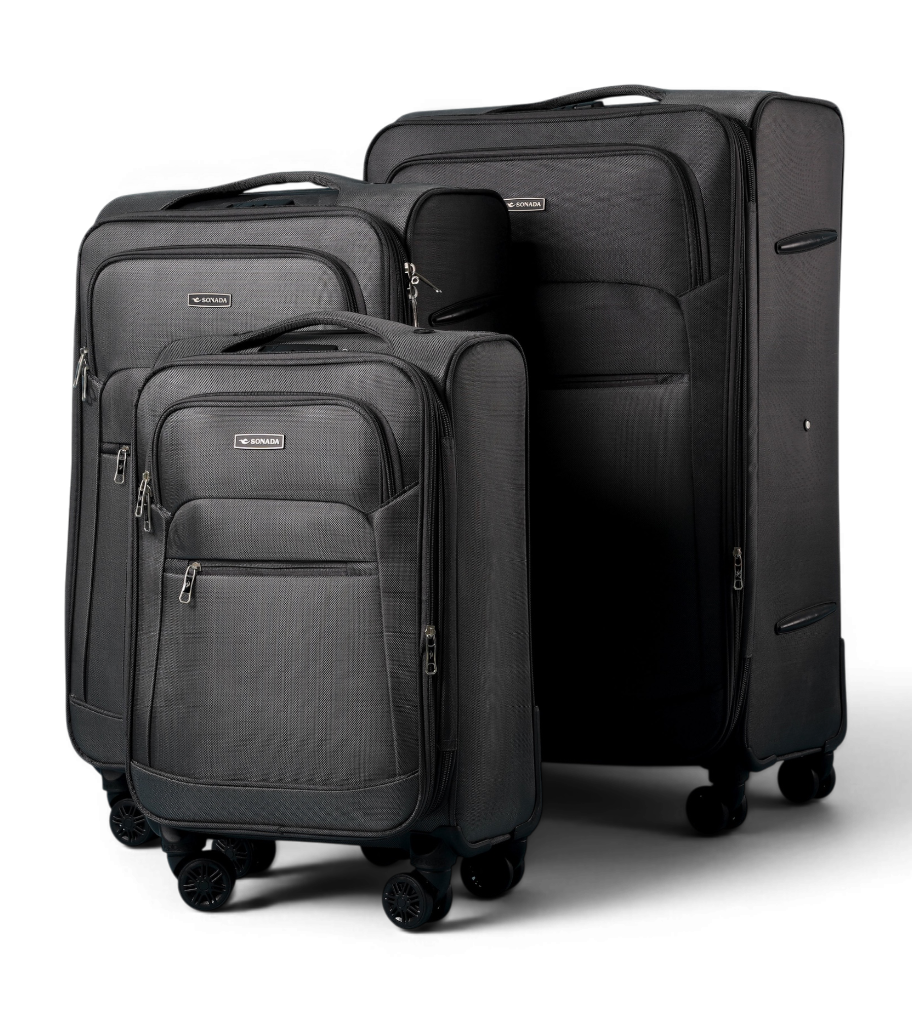 Sonada Lightweight 3 Piece Soft Shell Spinner Luggage Set