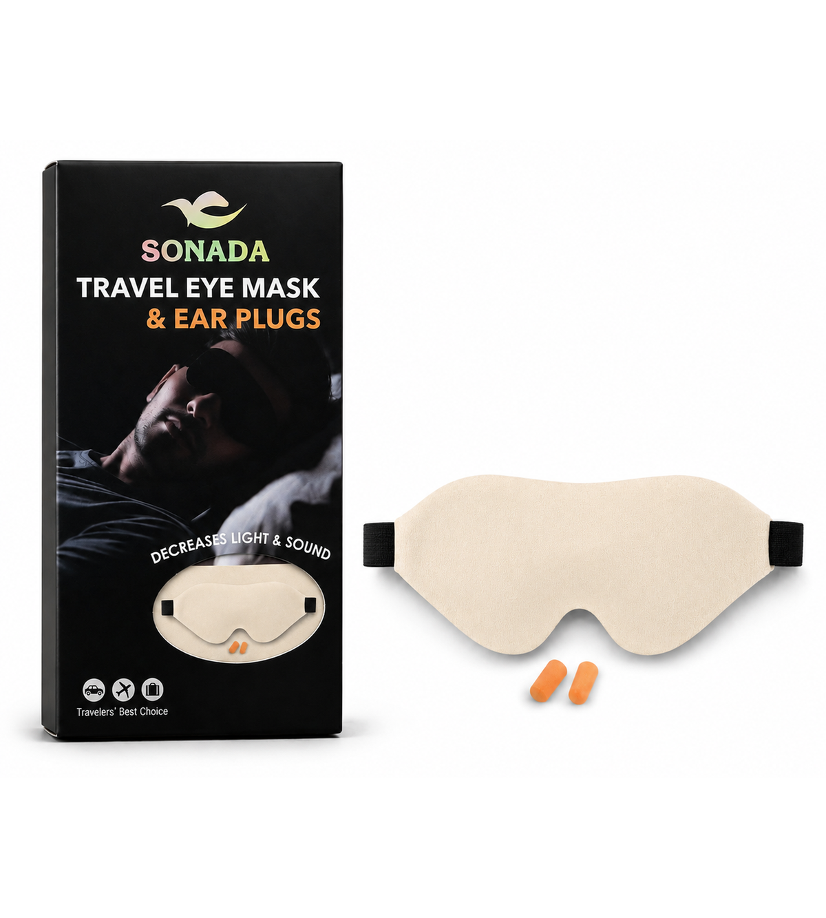 Sonada Contour Travel Eye Mask with Ear Plugs