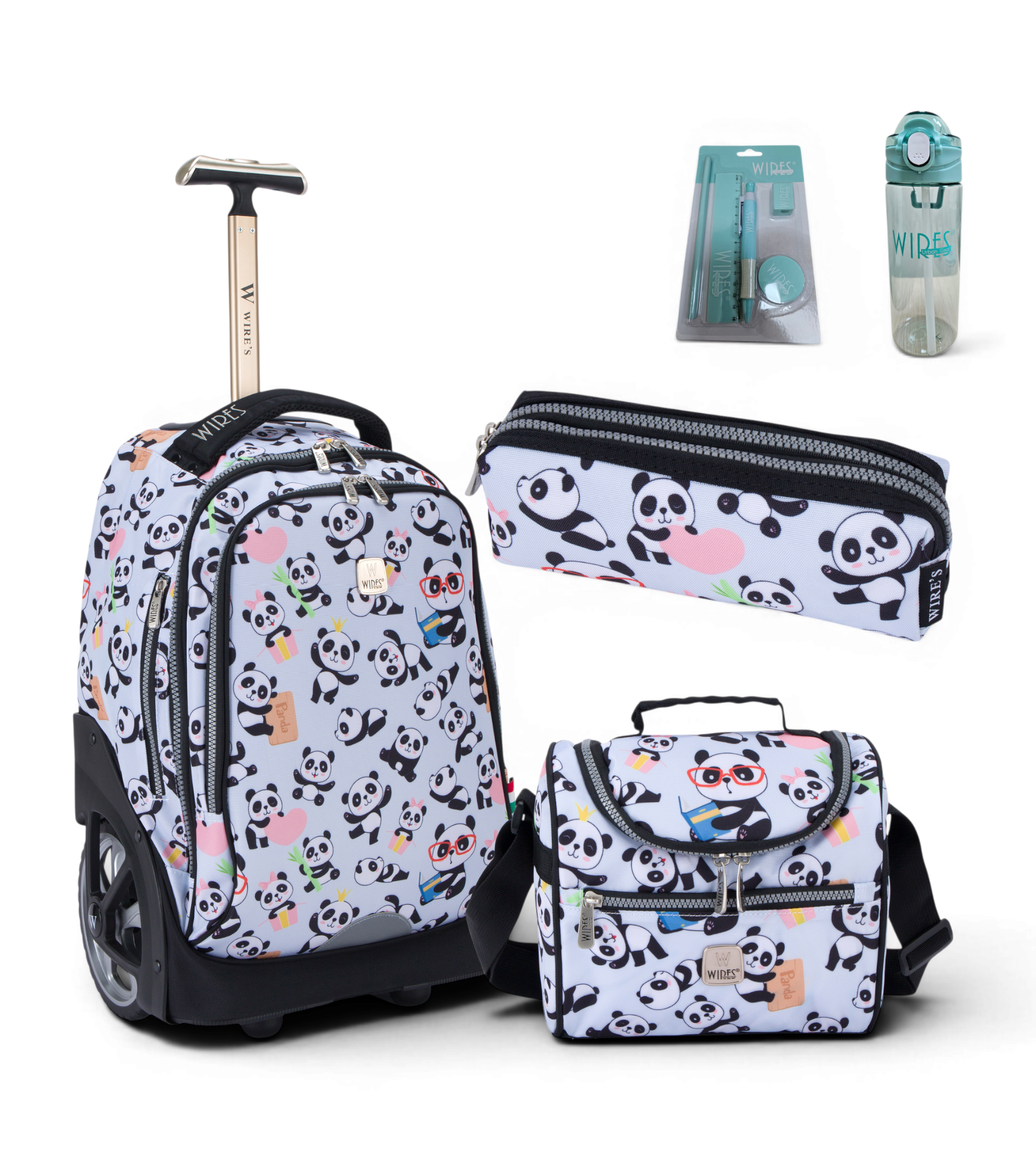 Wires Rolling School Bag 5 Piece Set