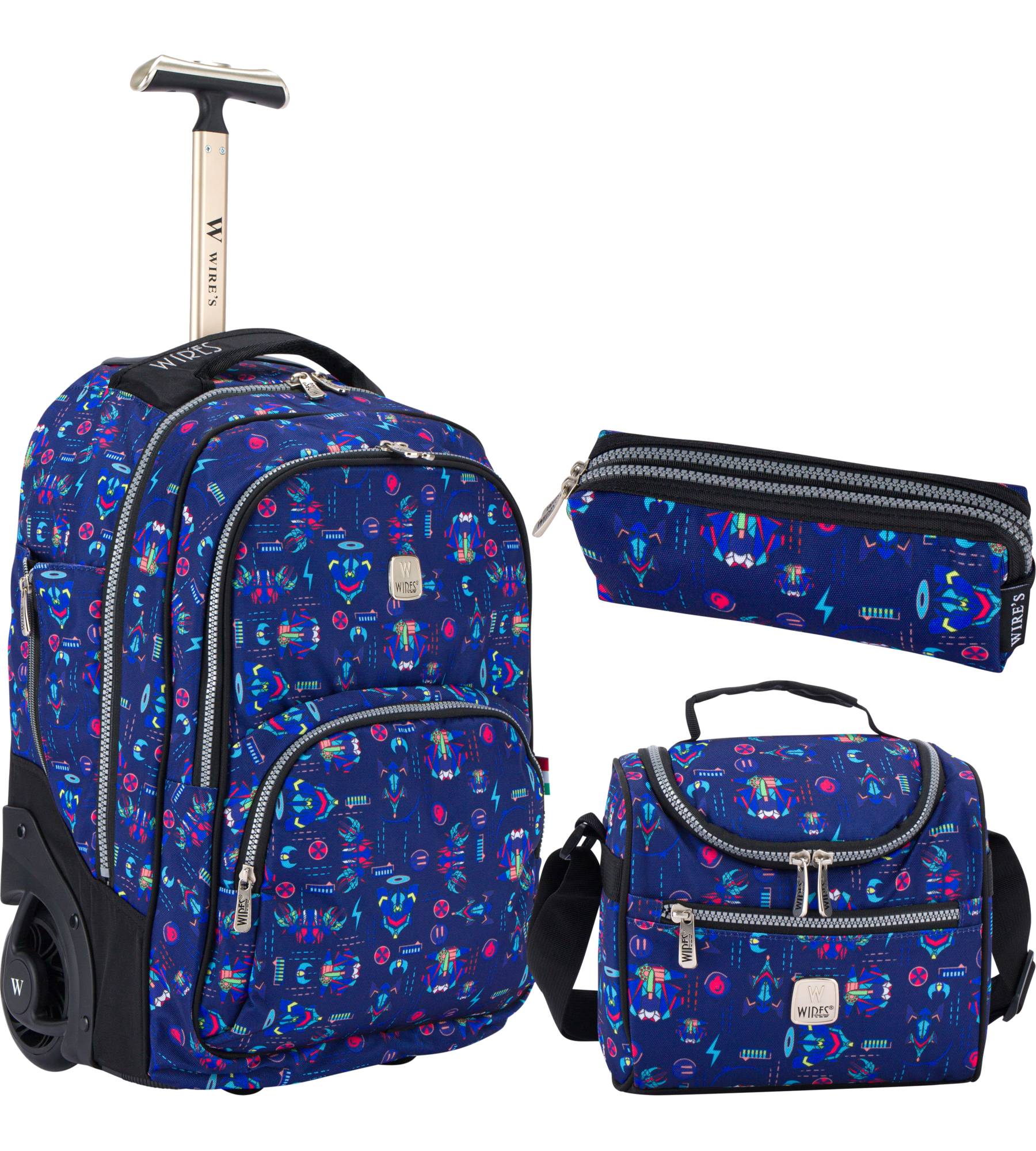 Wires 19 Inch Mini Wheel School Trolley Set - 3 Piece