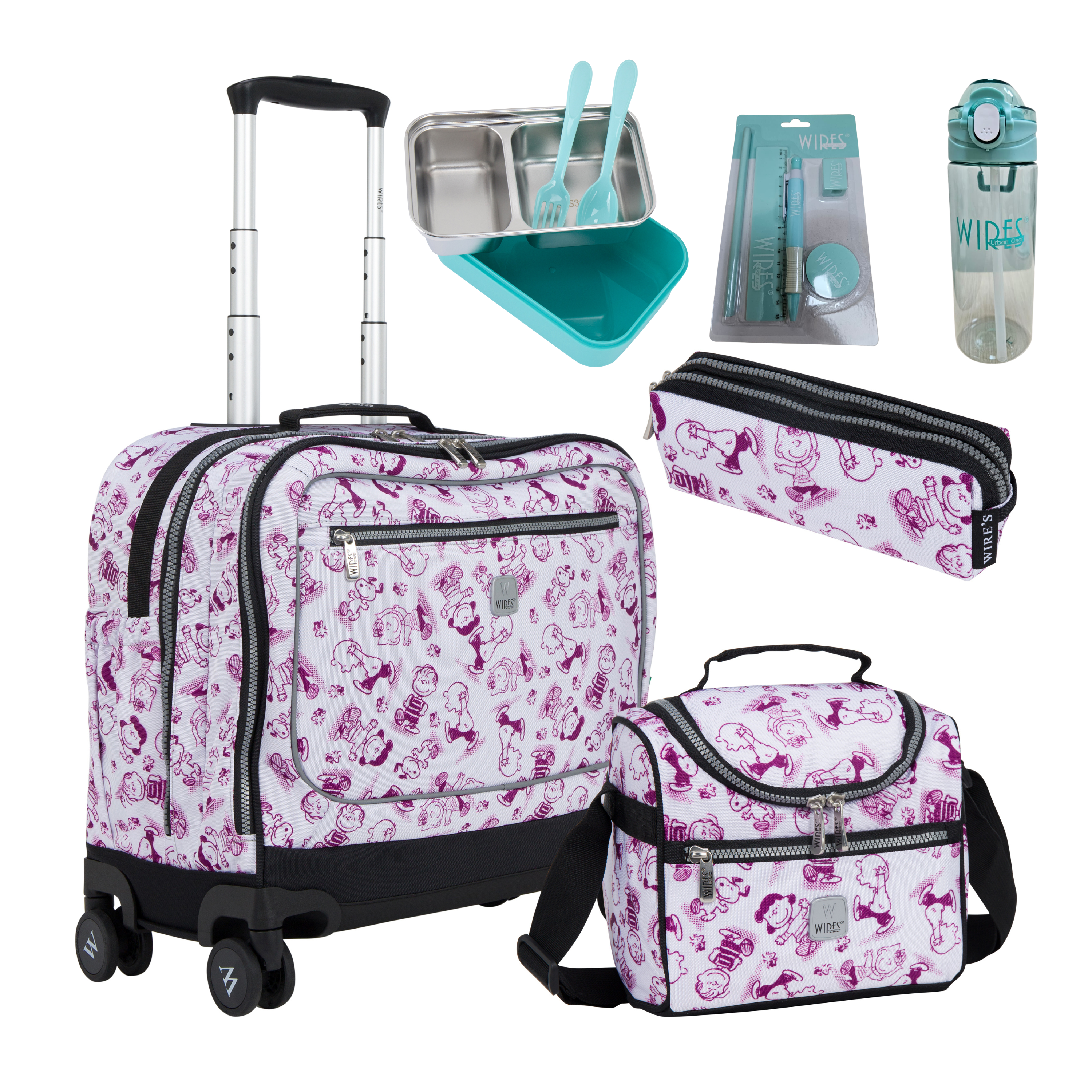 4 Wheels Trolley School Bag-Set of 5