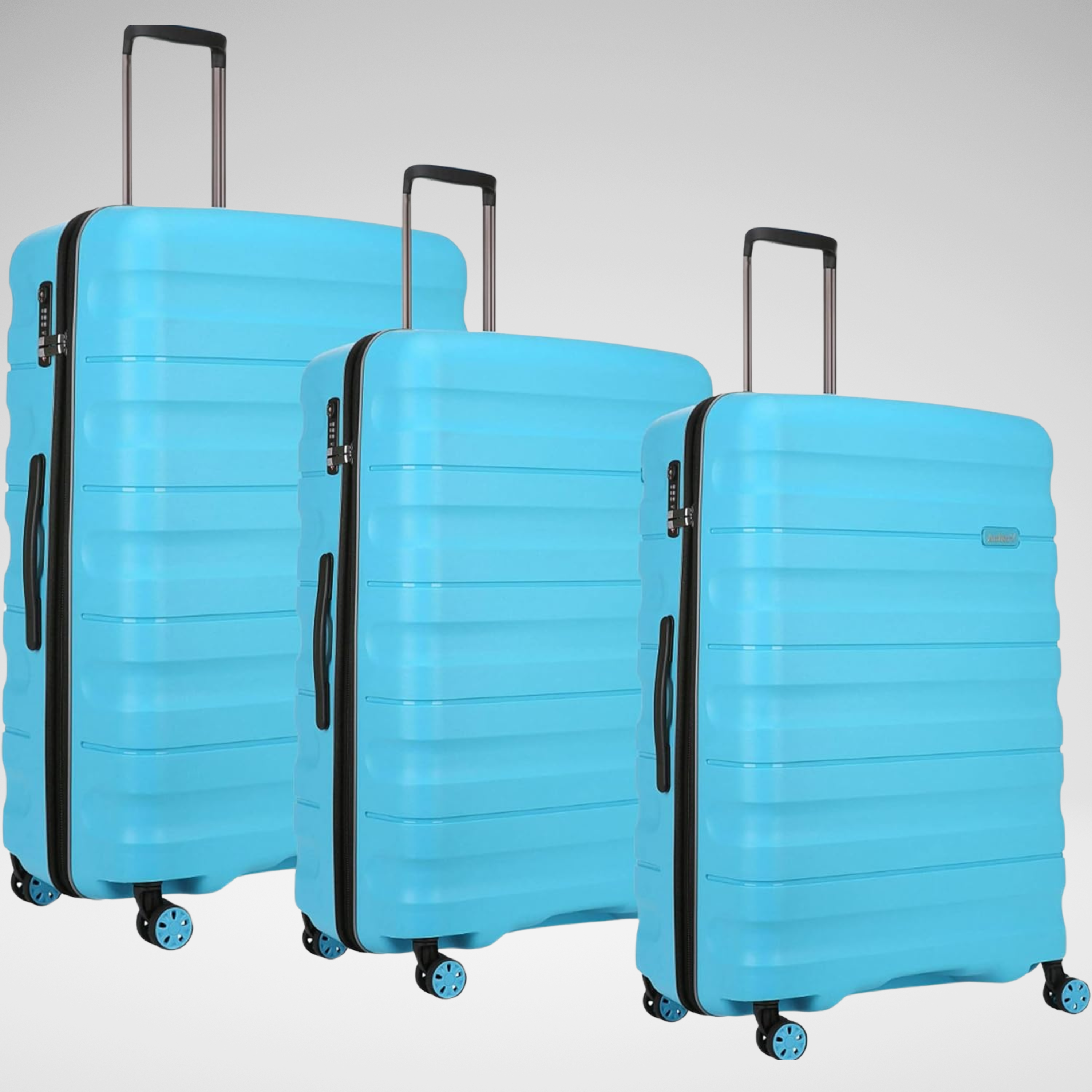 Juno Set of 3 Unbreakable Polypropylene Luggage - Turquoise
