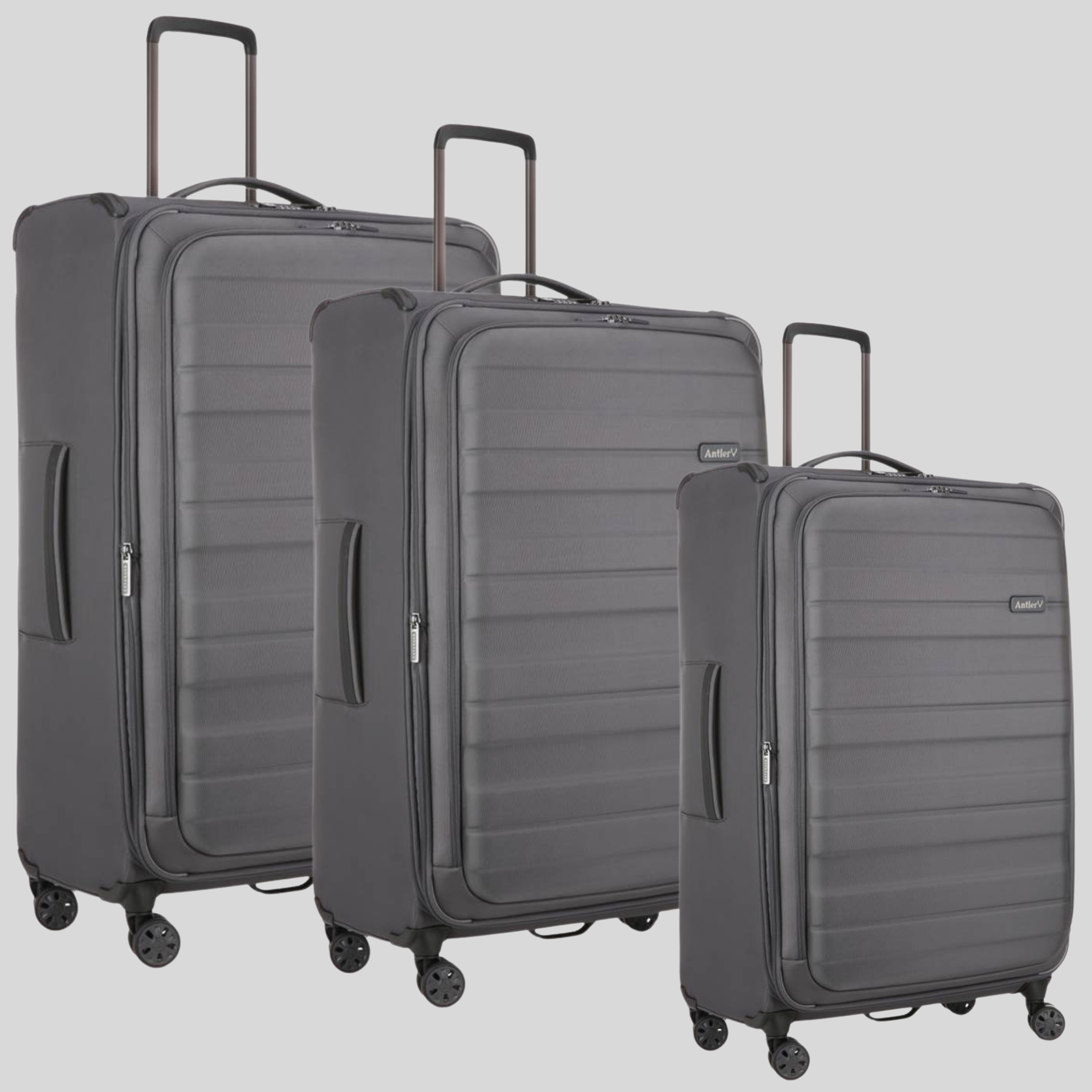 Portland Luggage Set of 3-Grey Charcoal