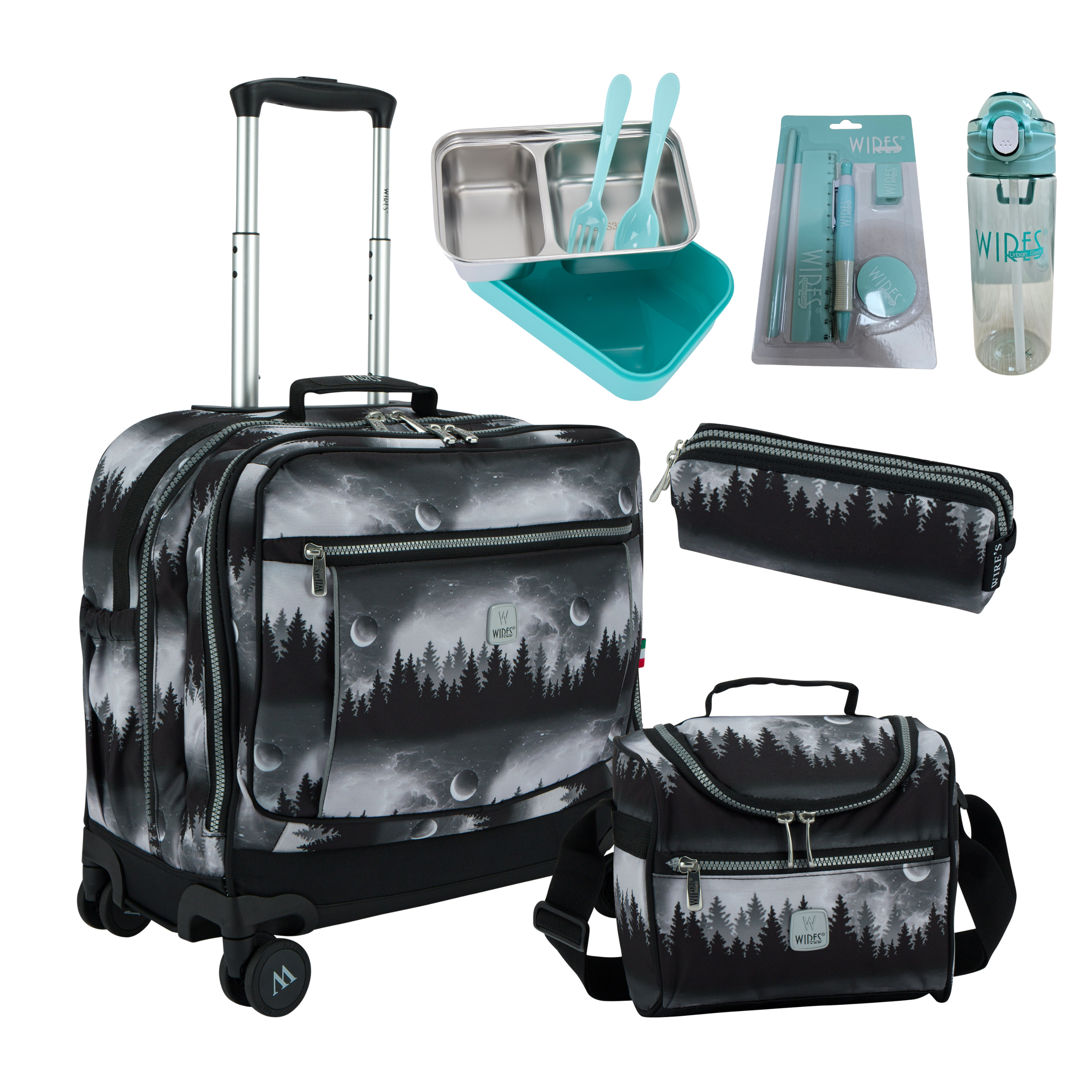 4 Wheels Trolley School Bag-Set of 5