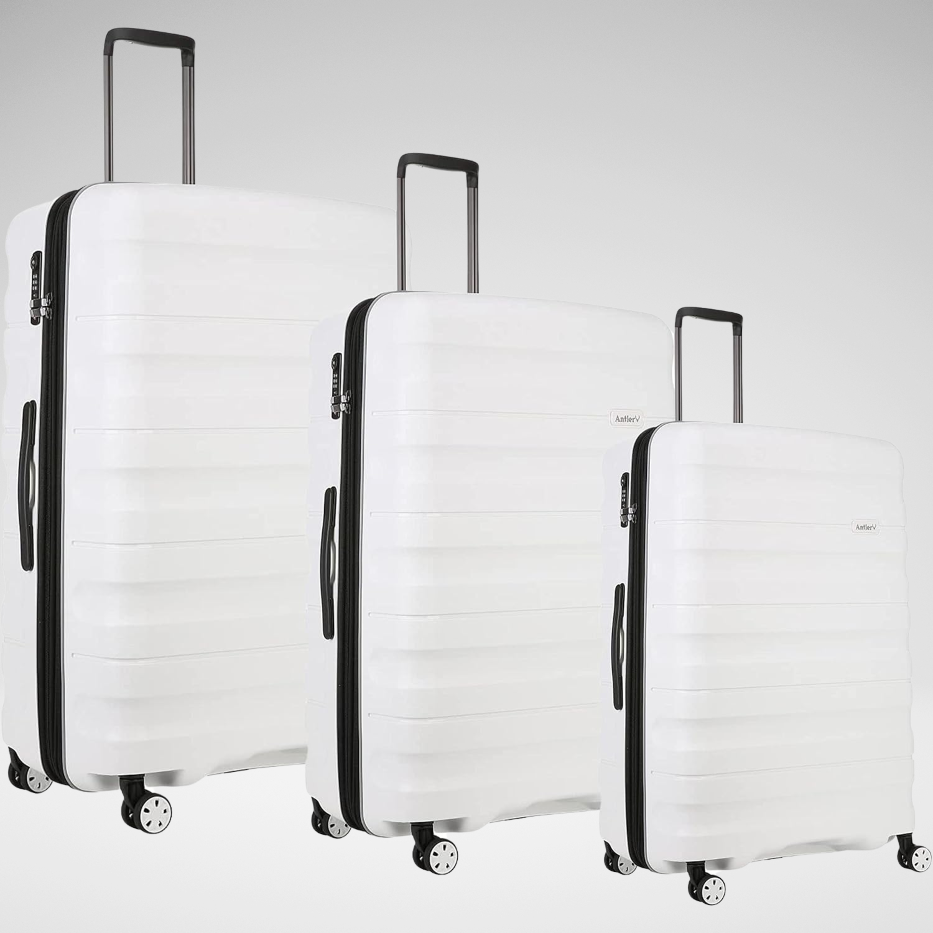 Juno Set of 3 Unbreakable Polypropylene Luggage -White