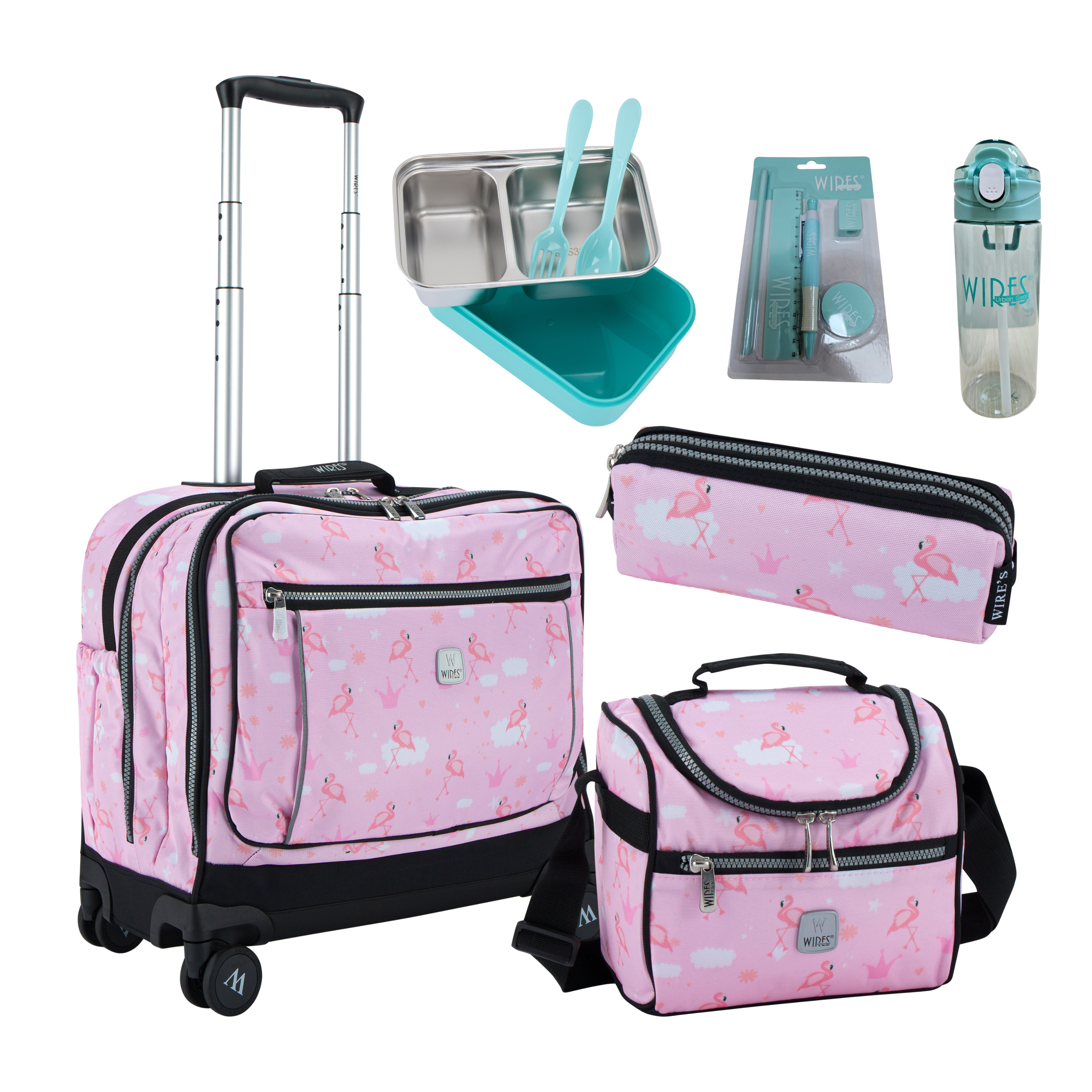4 Wheels Trolley School Bag-Set of 5