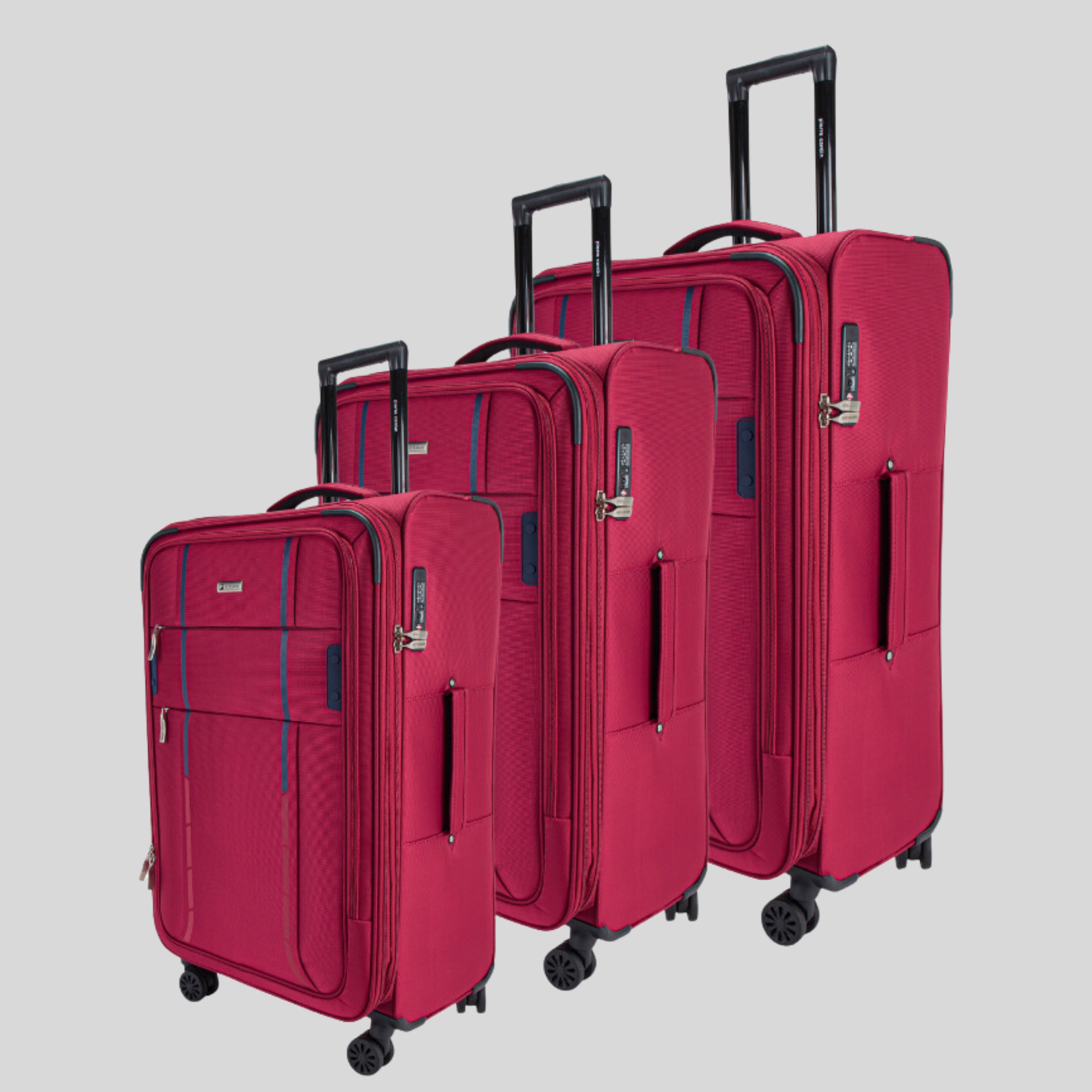 Brooklyn Soft Side Luggage Set of 3-Maroon