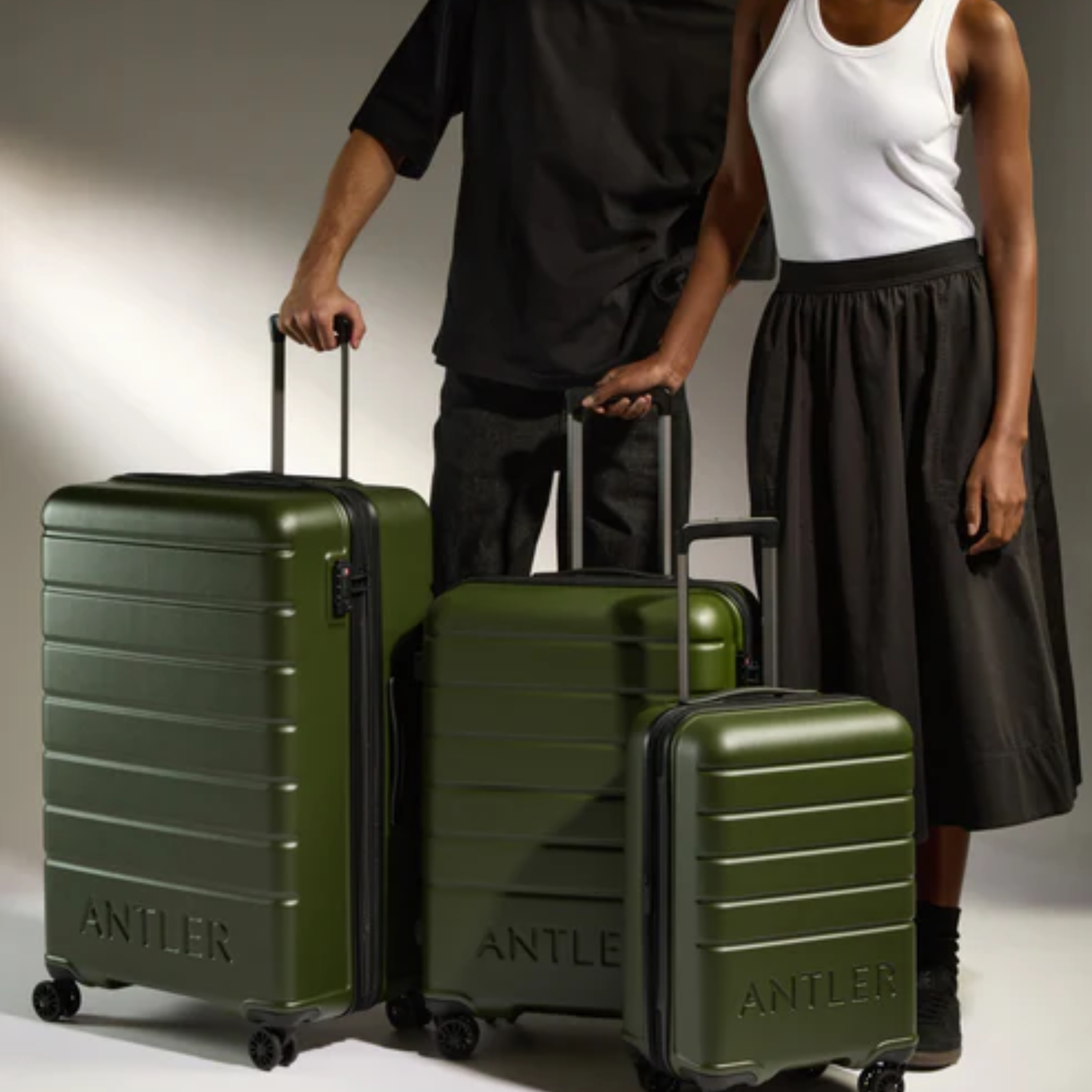 Logo Polycarbonate Luggage Set of 3-Green Pine