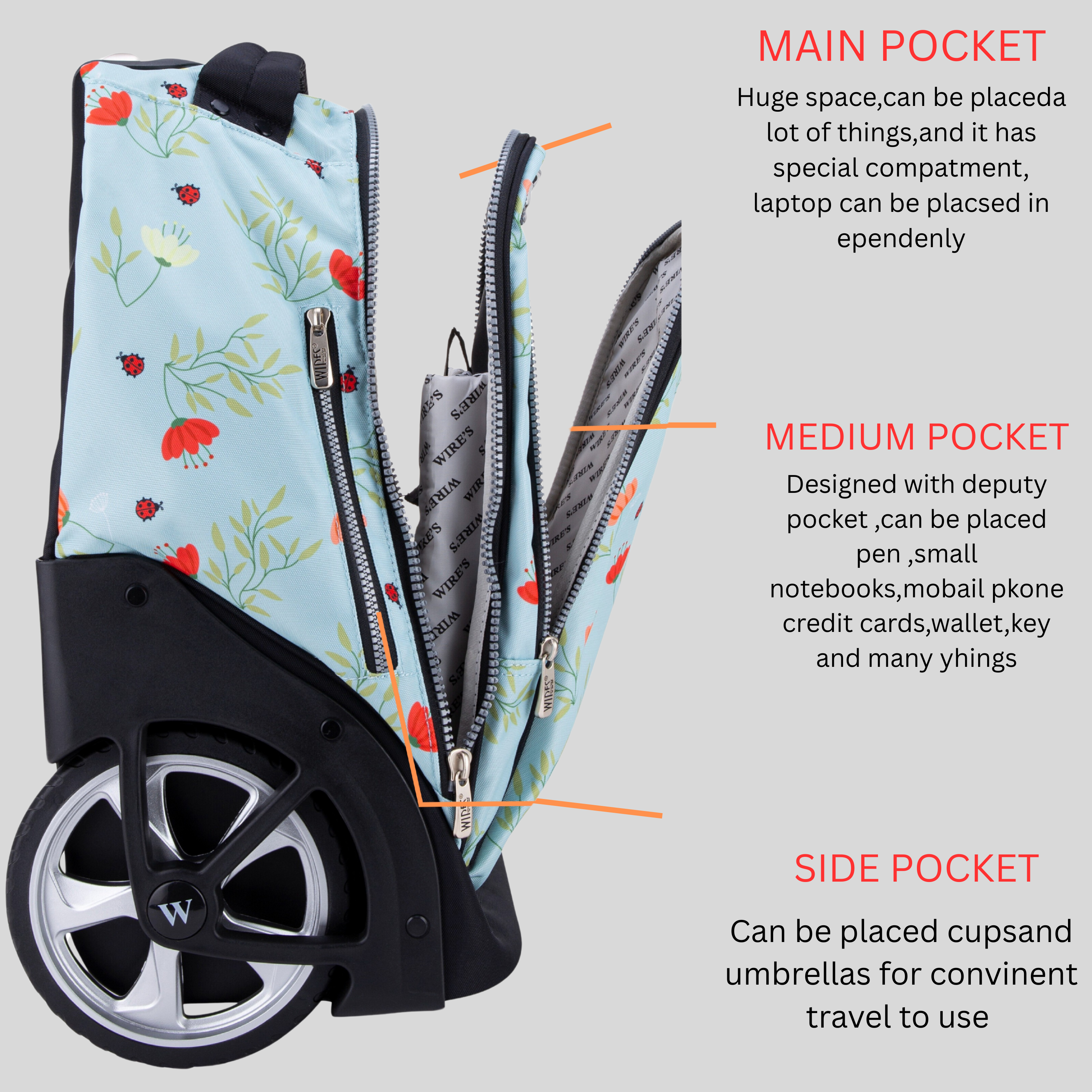 All in One 2 WHEEL School Trolley Bag