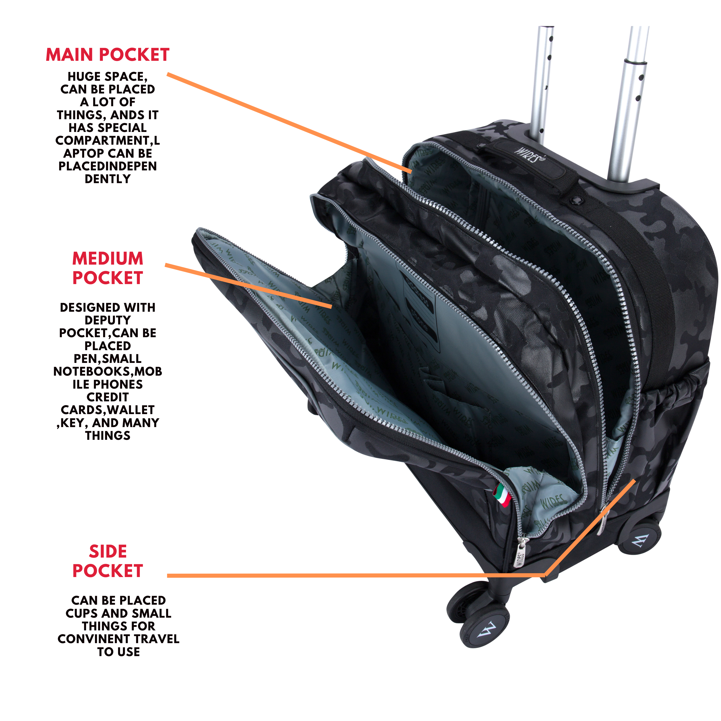 4 Wheels Trolley School Bag-Set of 5