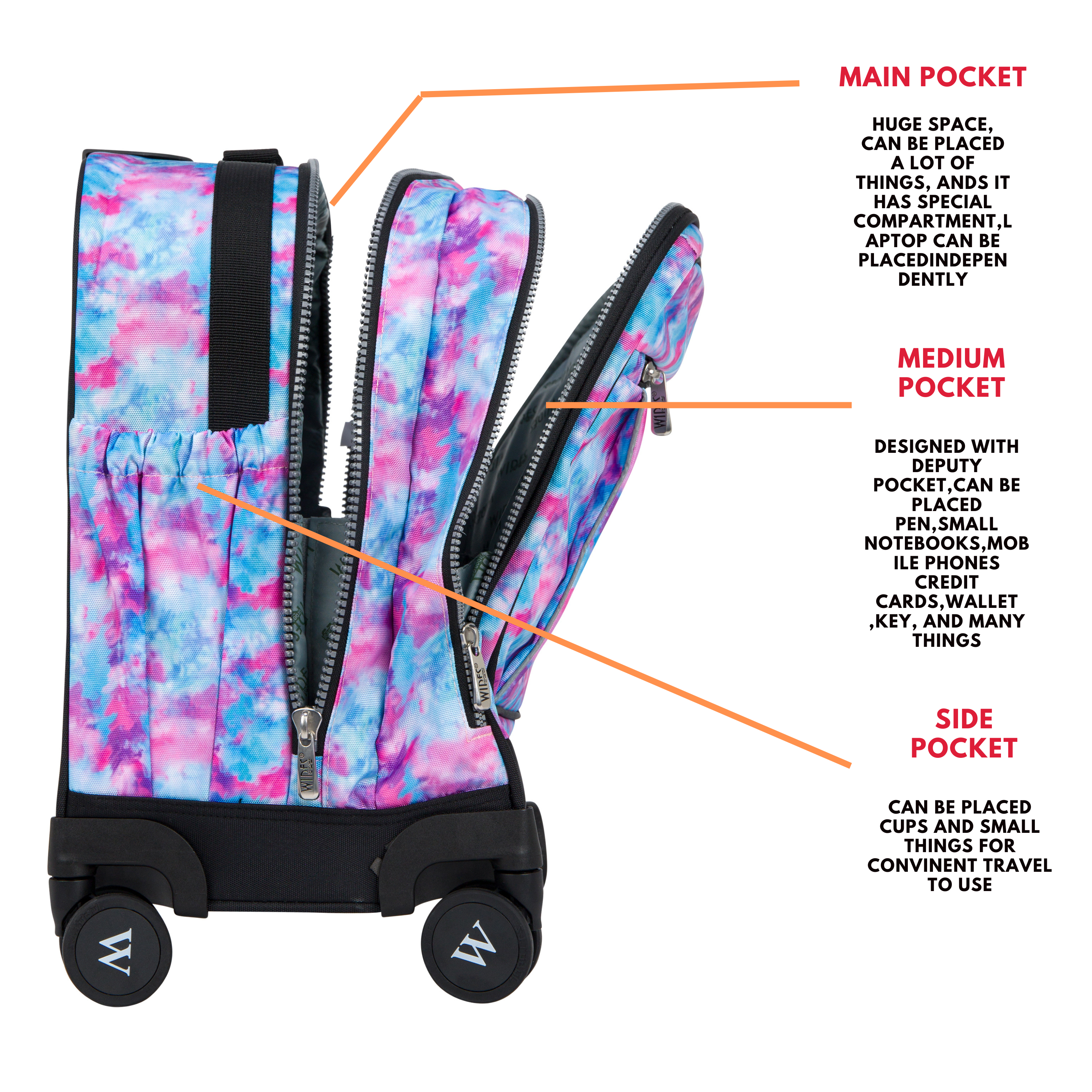 4 Wheels Trolley School Bag-Set of 5