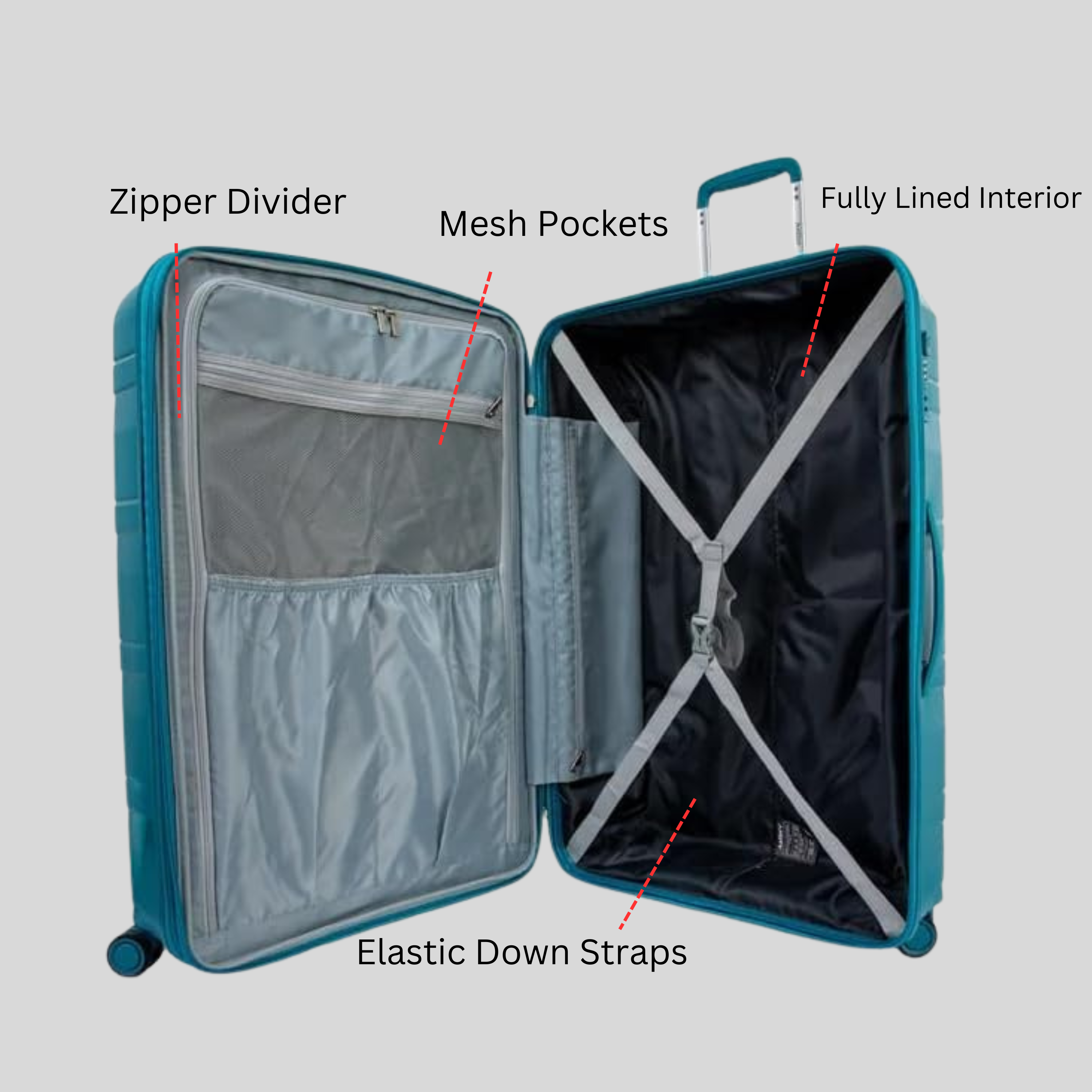 Nova Unbreakable Luggage Set of 4-Petrol