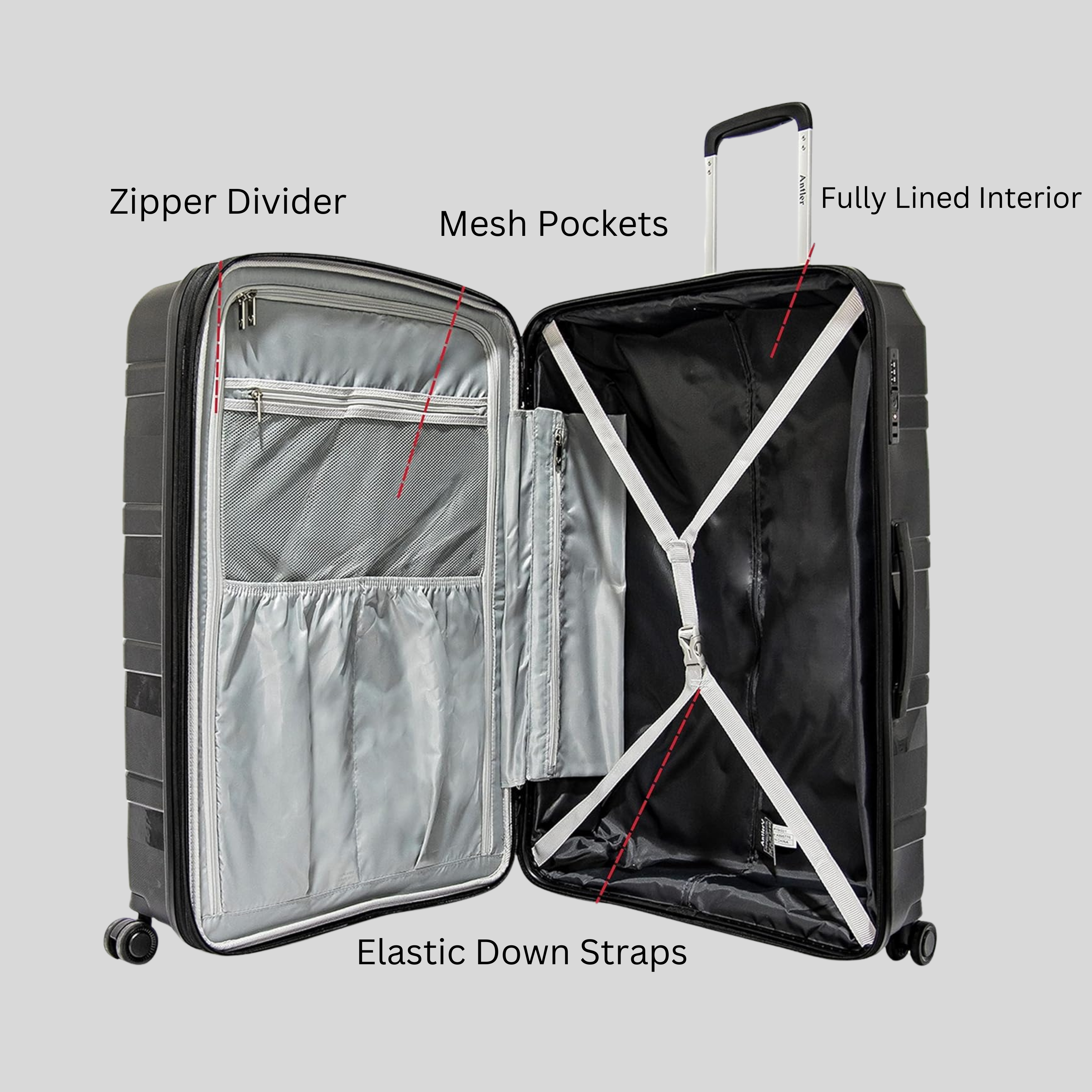 Nova Unbreakable Luggage Set of 4-Black