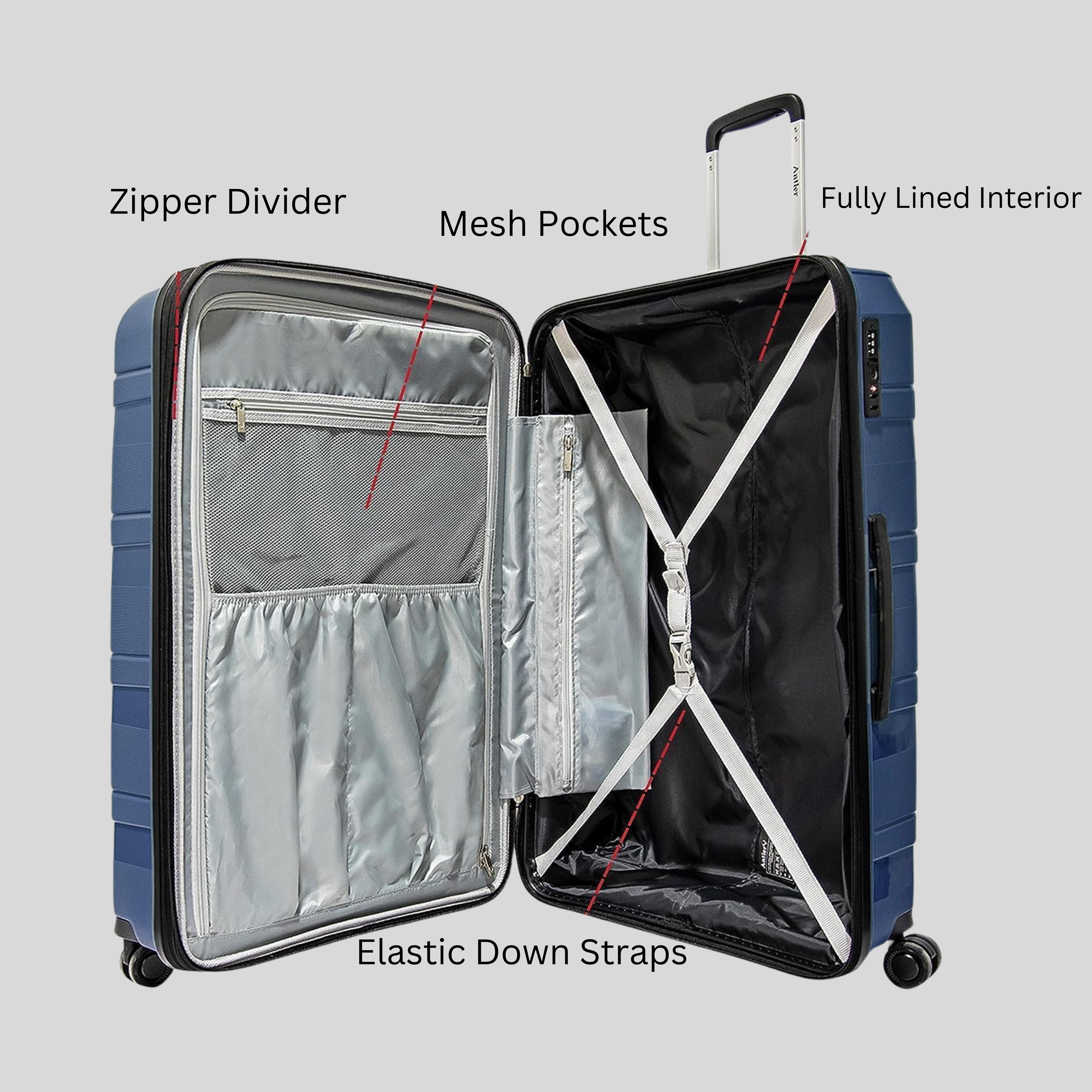 Nova Unbreakable Luggage Set of 4-Grey Blue