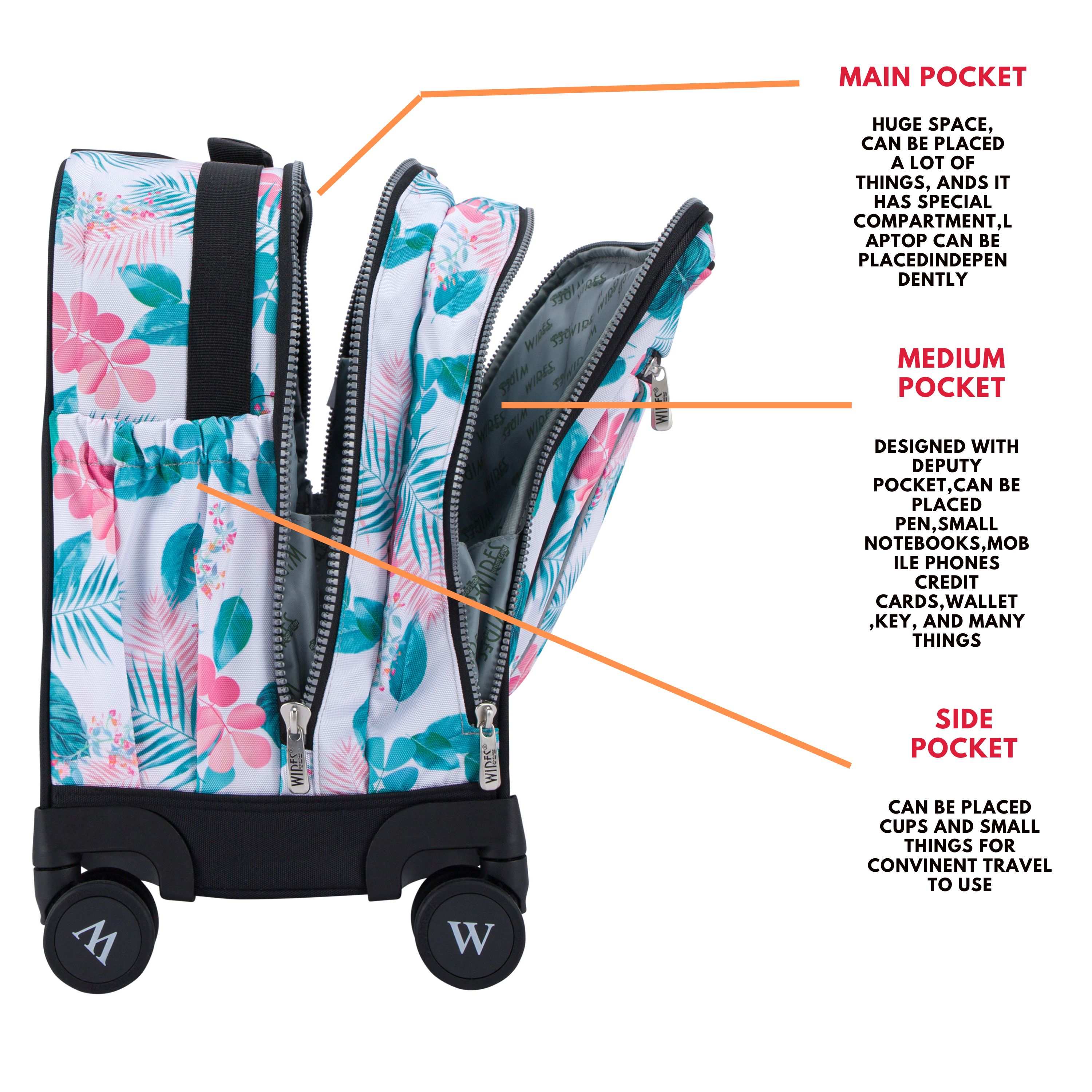 4 Wheels Trolley School Bag-Set of 5