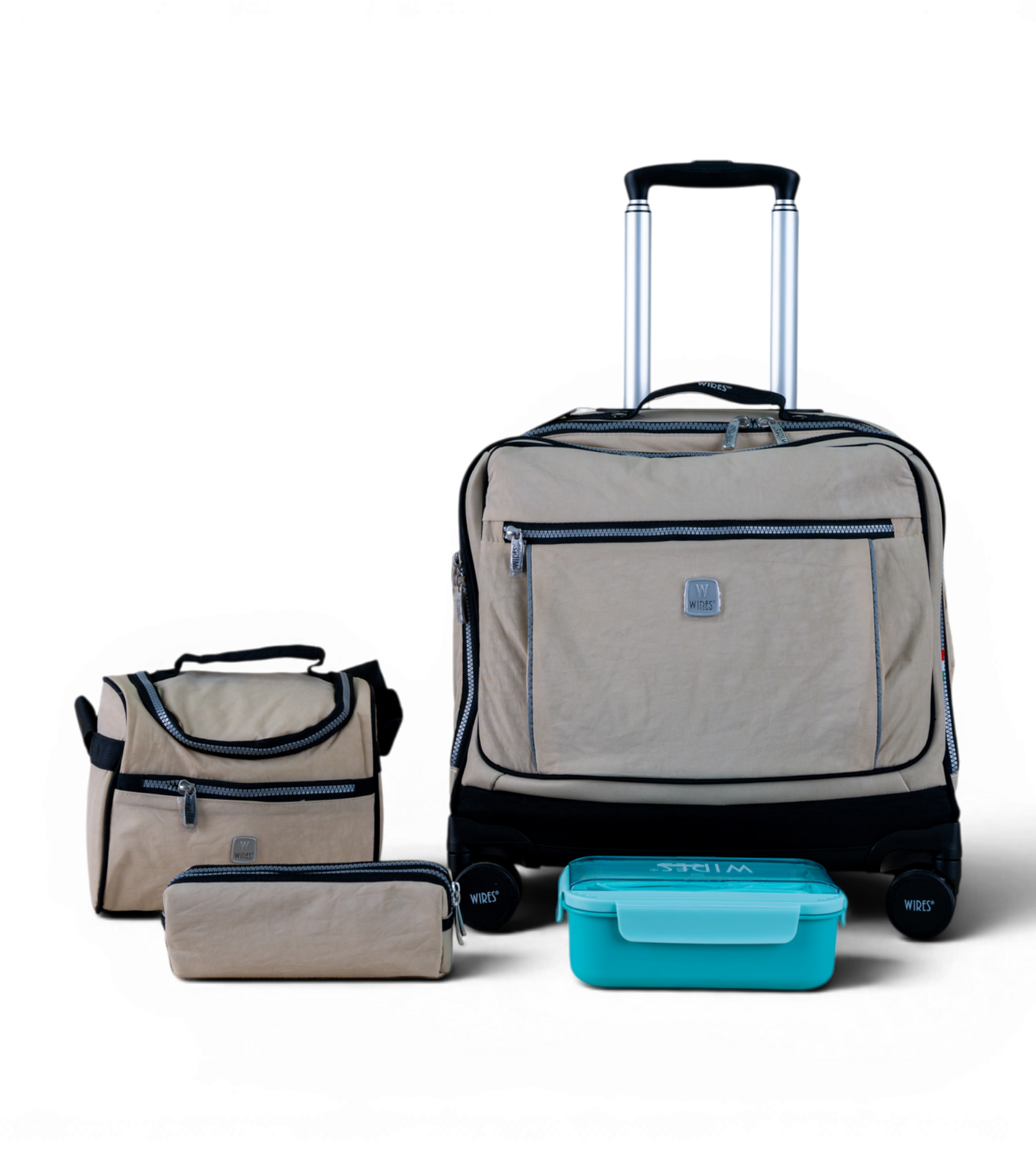 Wires 4 Wheels Rolling School Bag 4 Piece Set