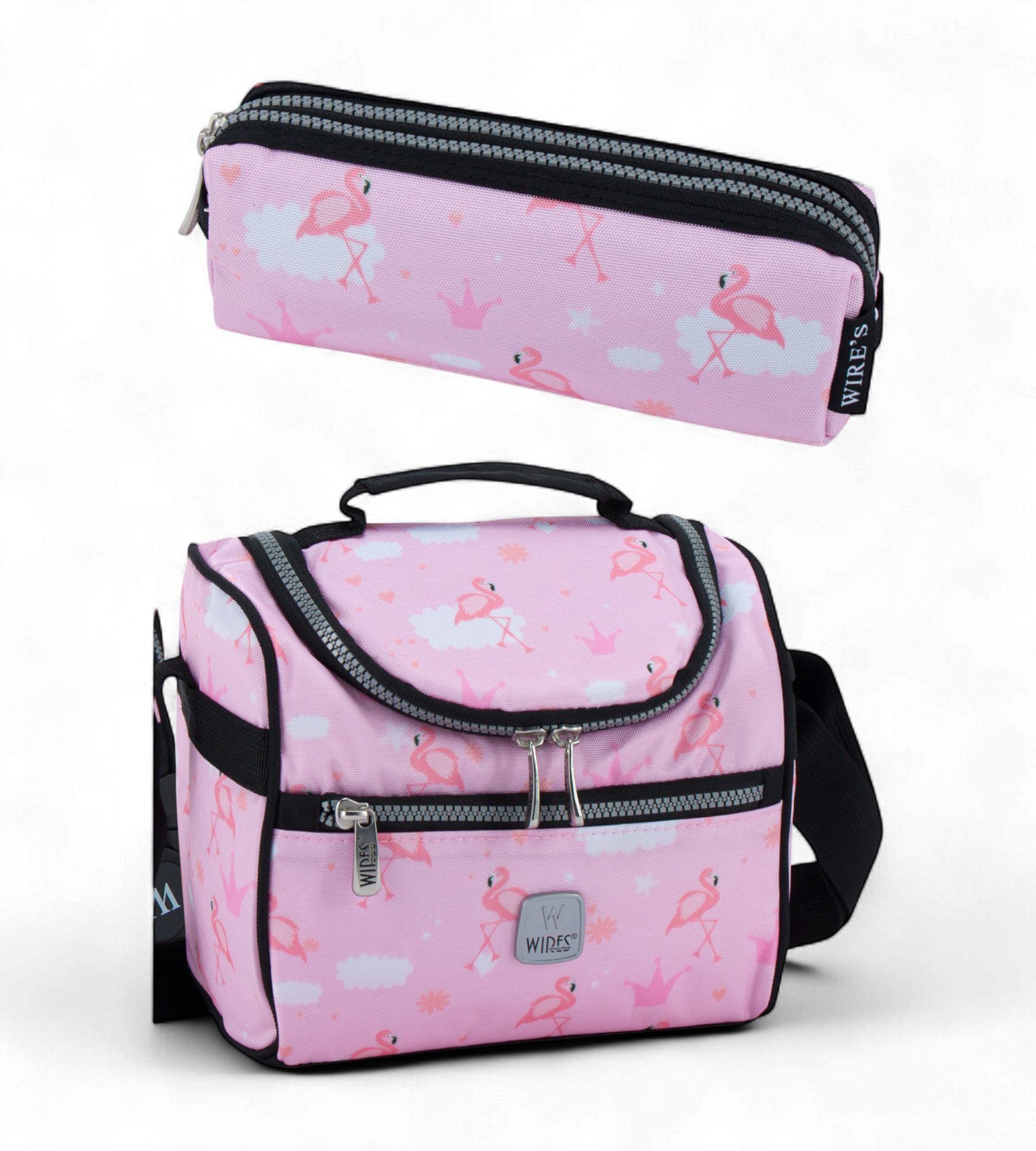 Wires 4 Wheels Rolling School Bag 5 Piece Student Set