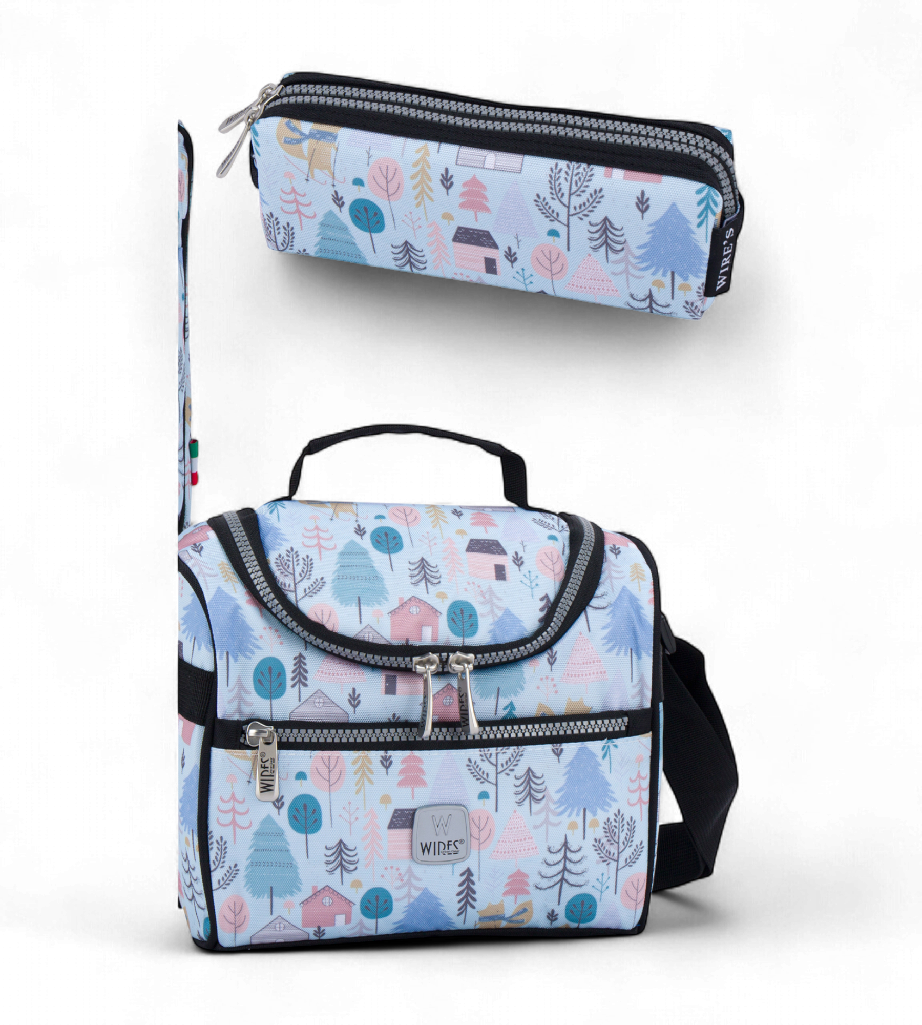 Wires 4 Wheels Rolling School Bag 5 Piece Student Set