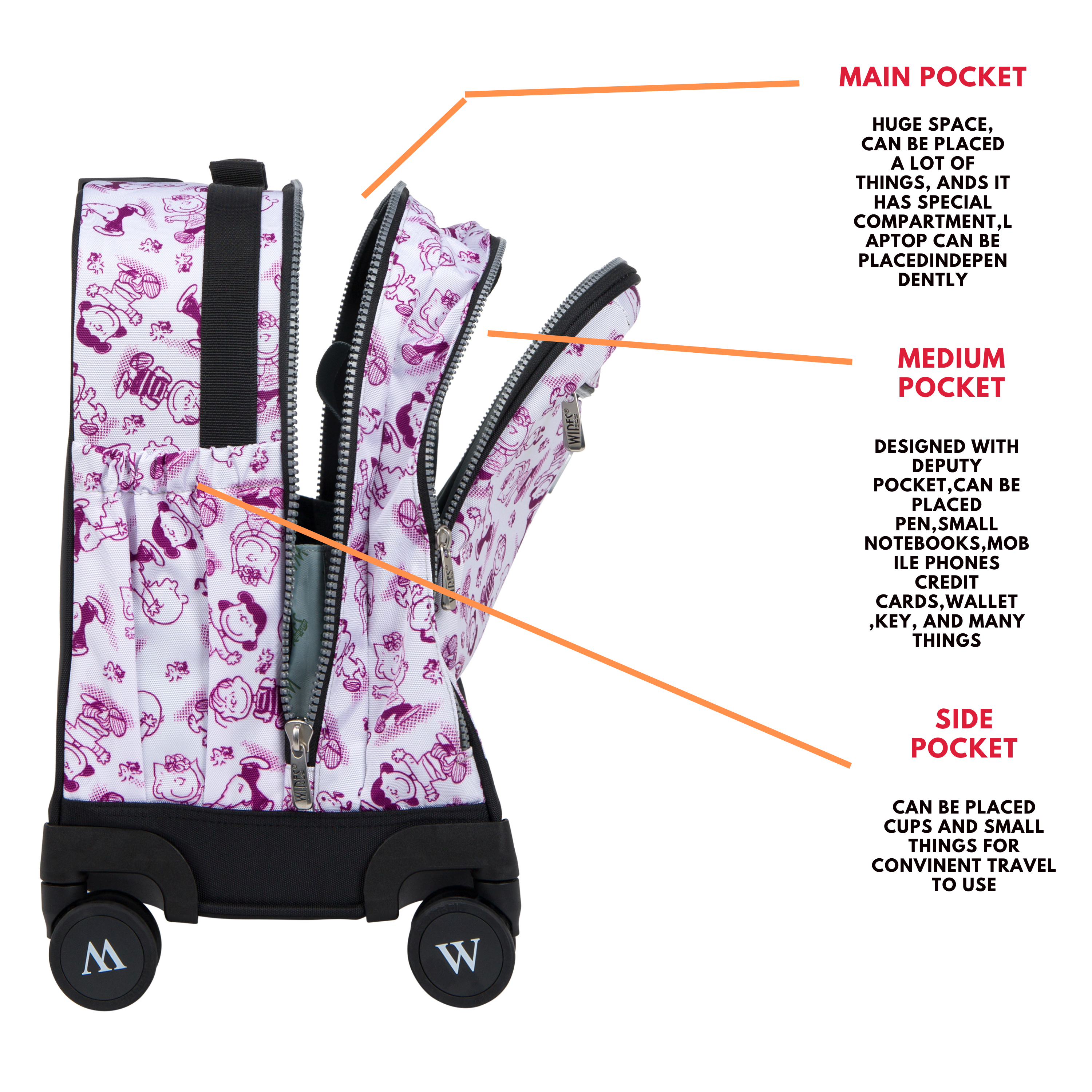 4 Wheels Trolley School Bag-Set of 5