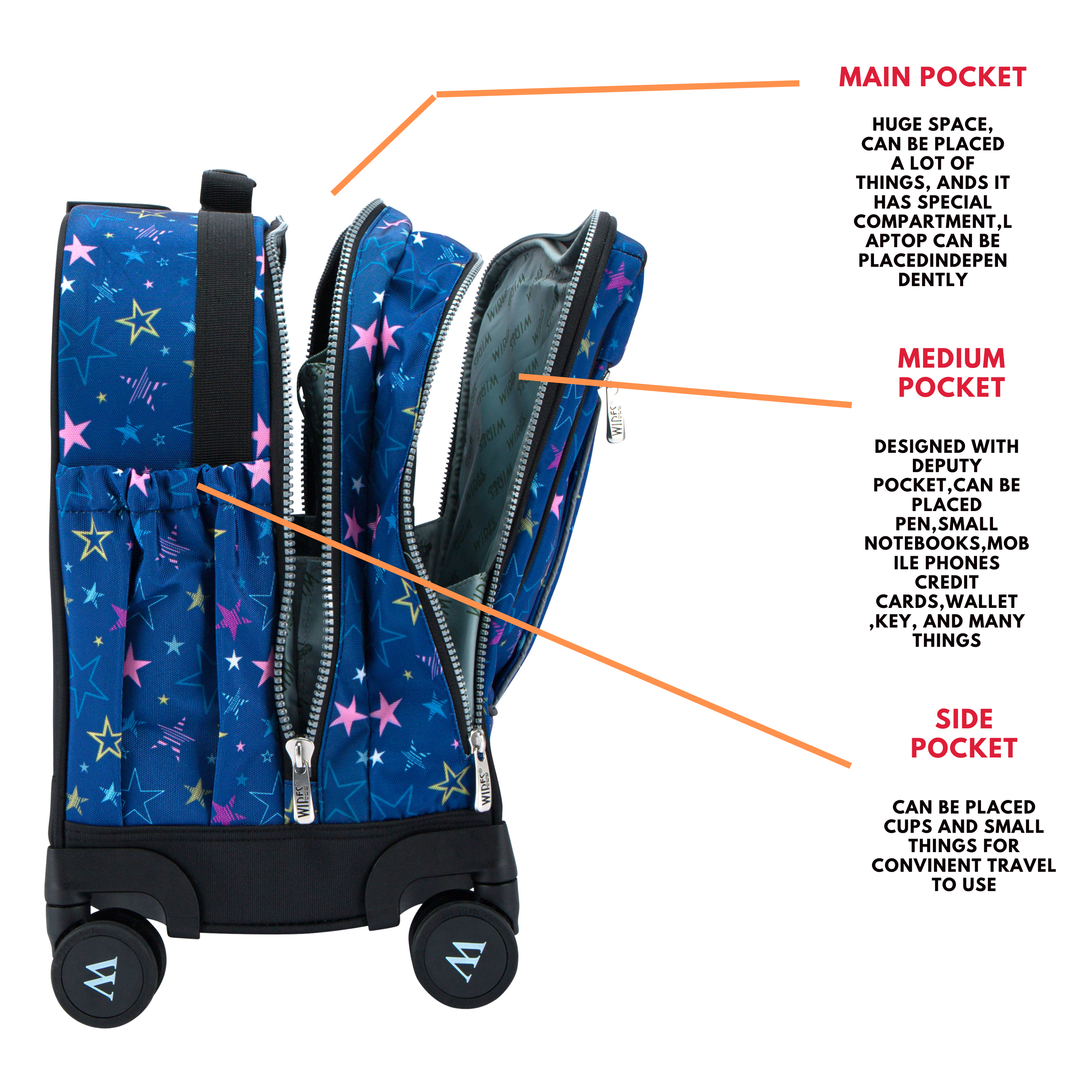 4 Wheels Trolley School Bag-Set of 5