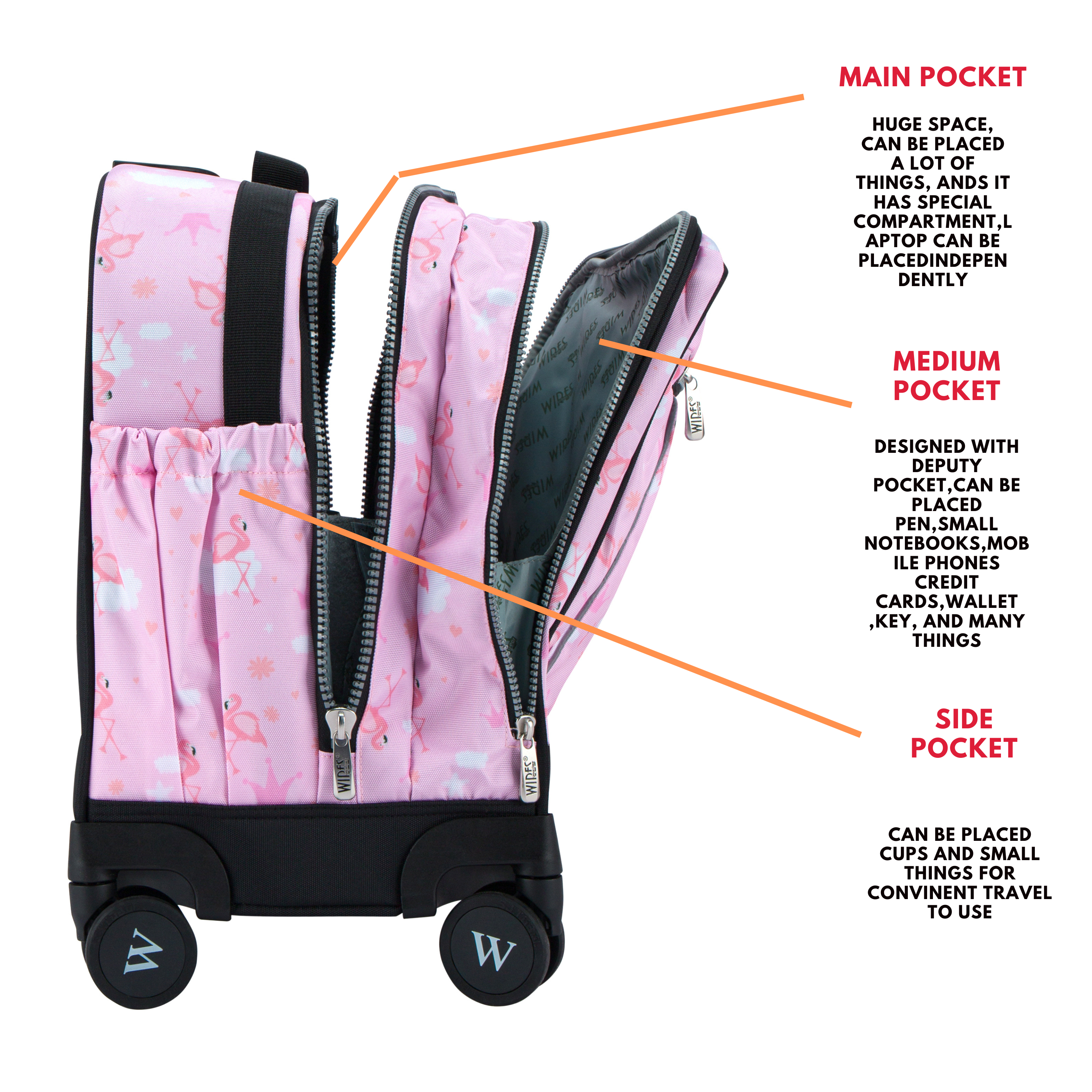 4 Wheels Trolley School Bag-Set of 5