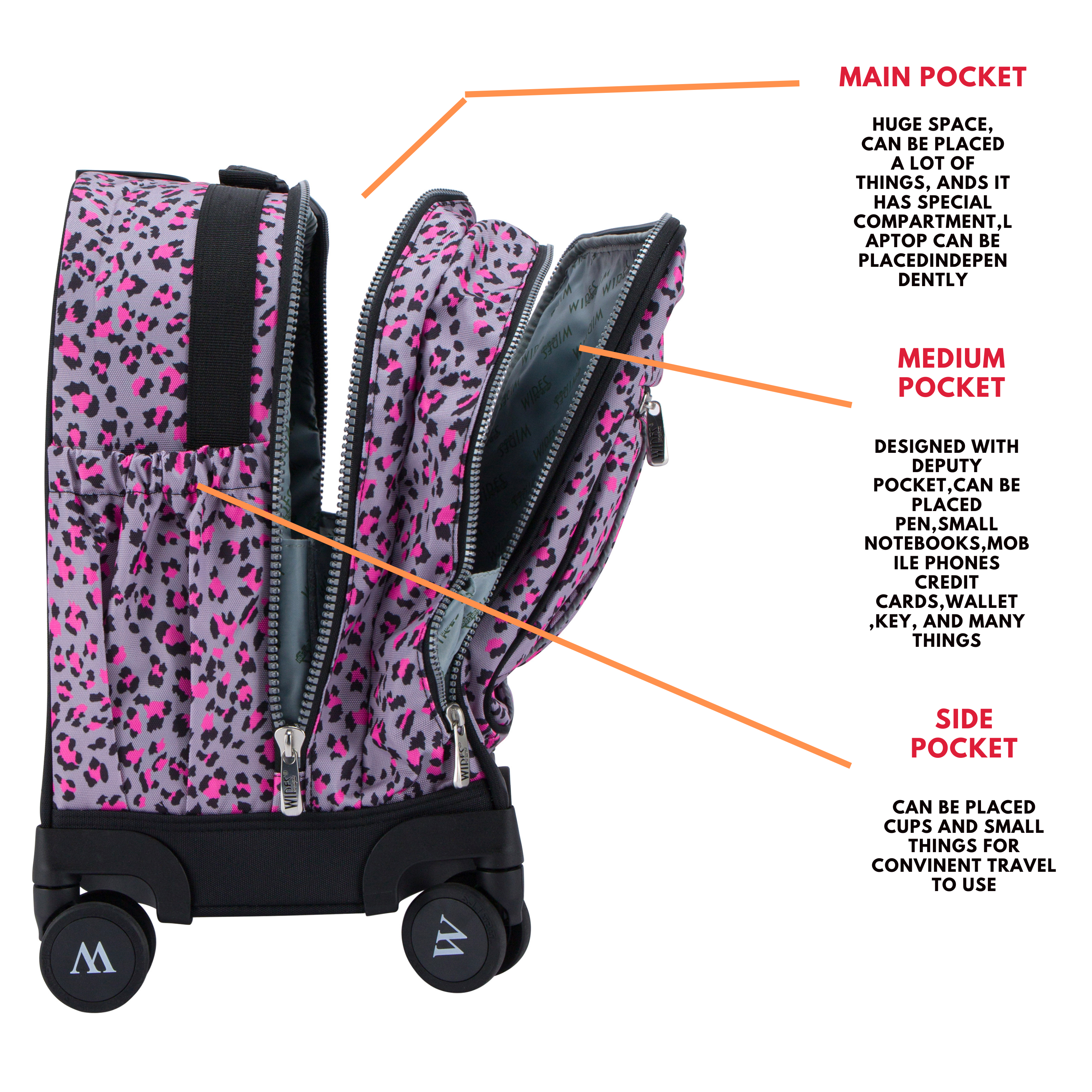 4 Wheels Trolley School Bag-Set of 5