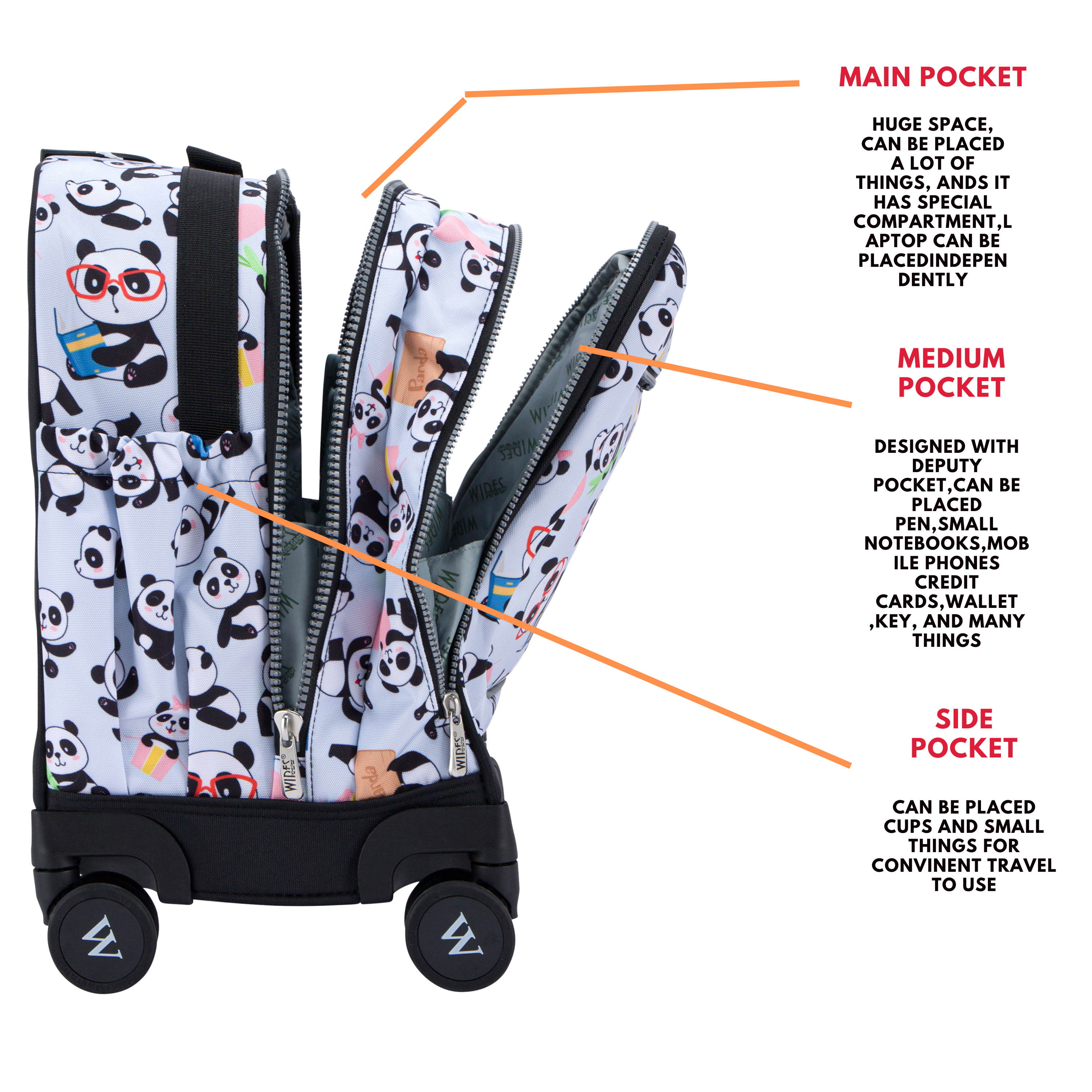 4 Wheels Trolley School Bag-Set of 5