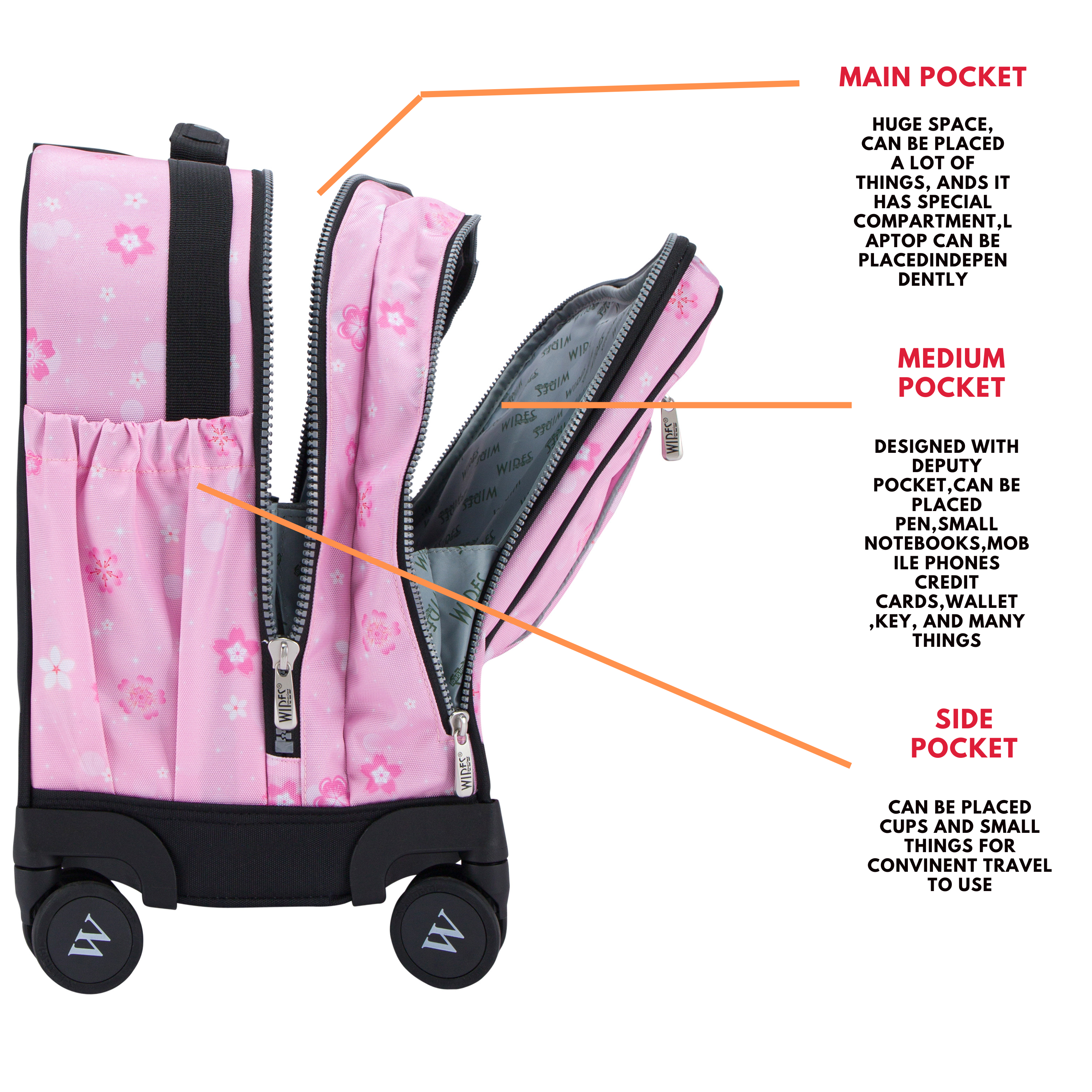 4 Wheels Trolley School Bag-Set of 5