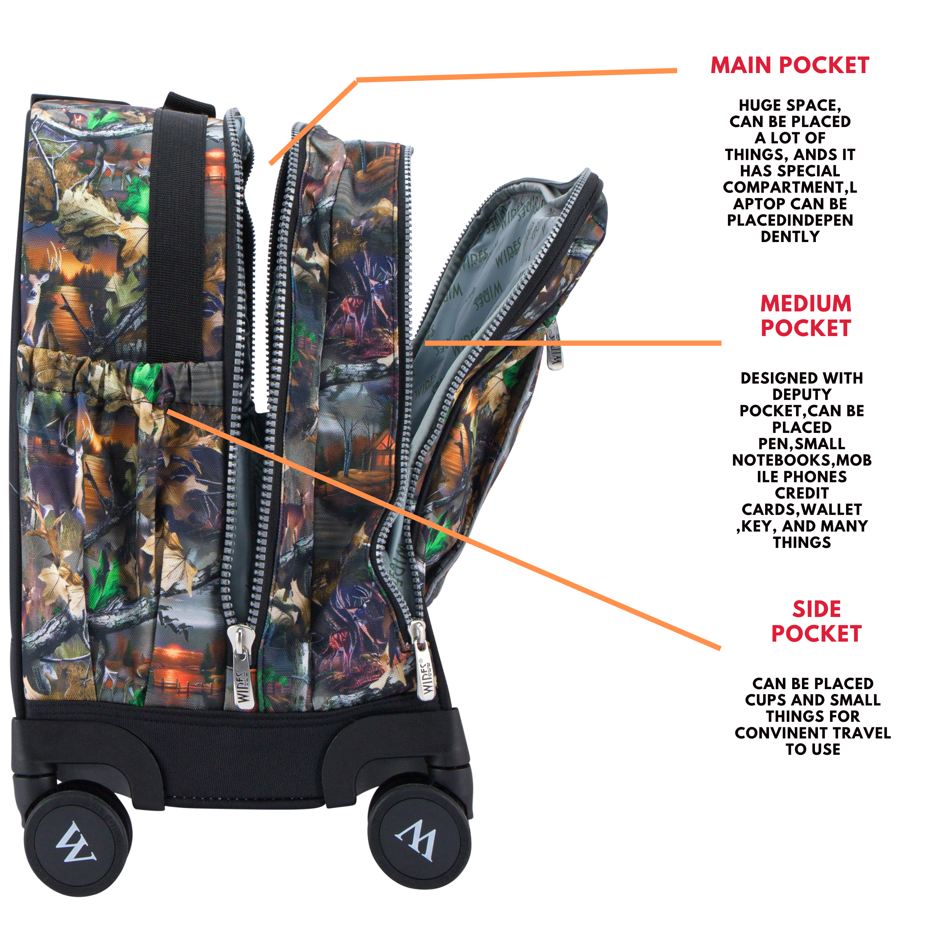 4 Wheels Trolley School Bag-Set of 5
