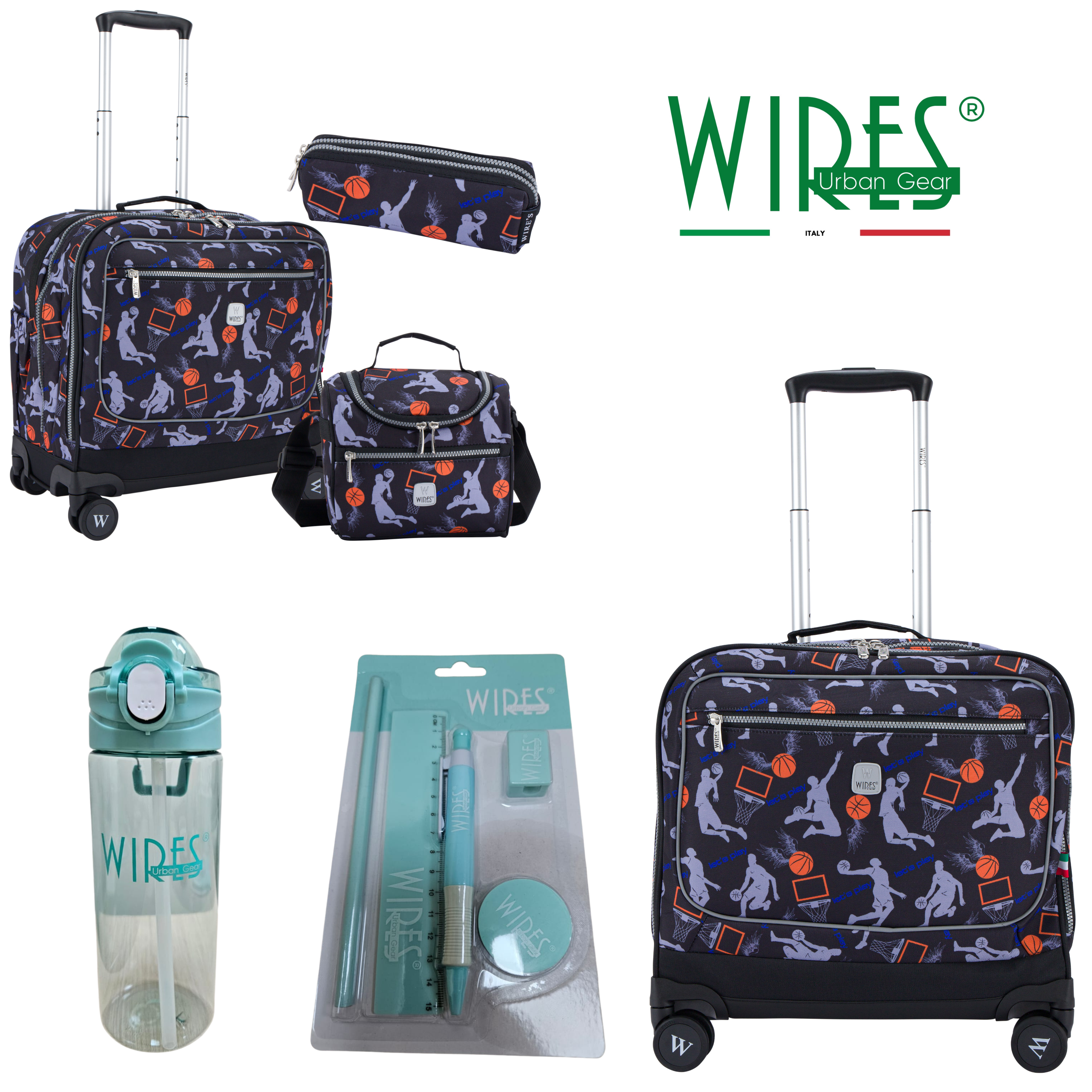 4 Wheels Trolley School Bag-Set of 5