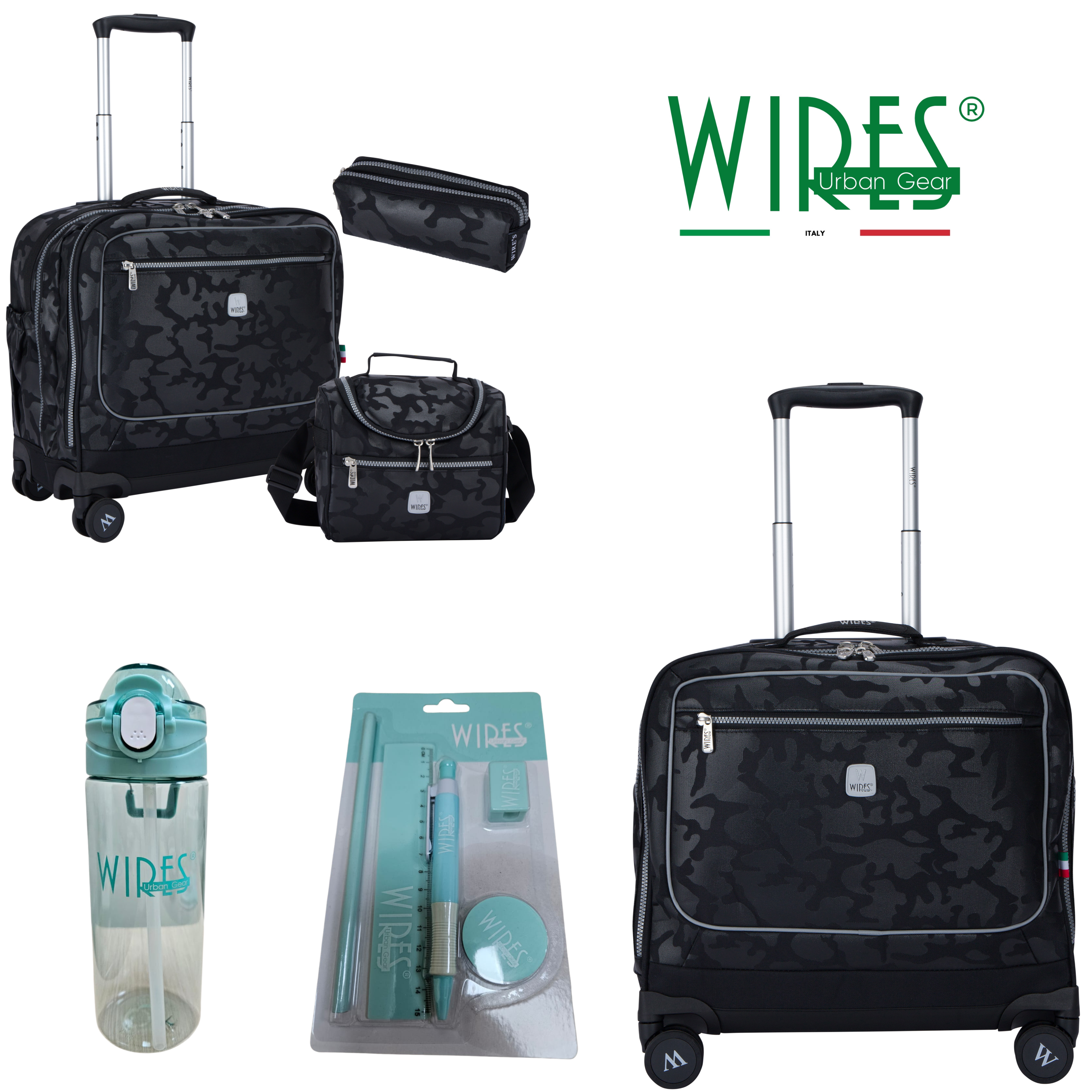 4 Wheels Trolley School Bag-Set of 5