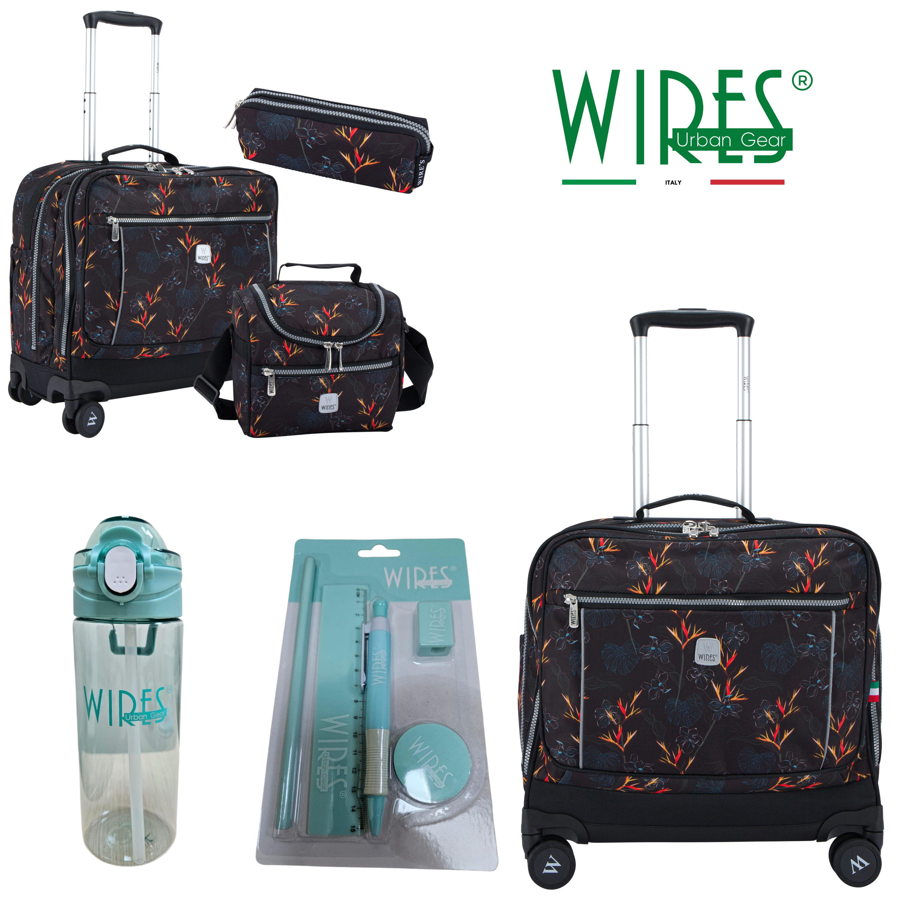 4 Wheels Trolley School Bag-Set of 5