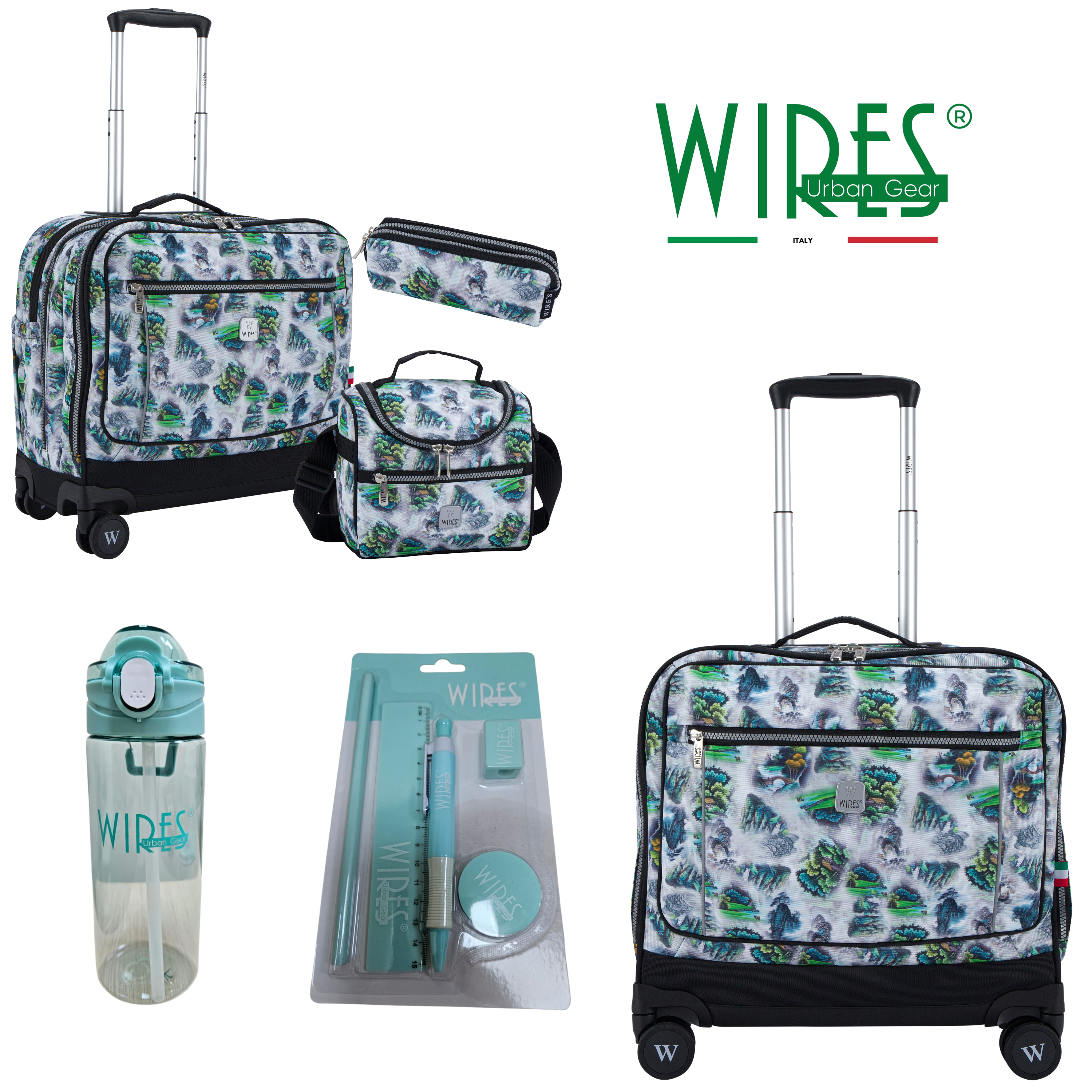 4 Wheels Trolley School Bag-Set of 5