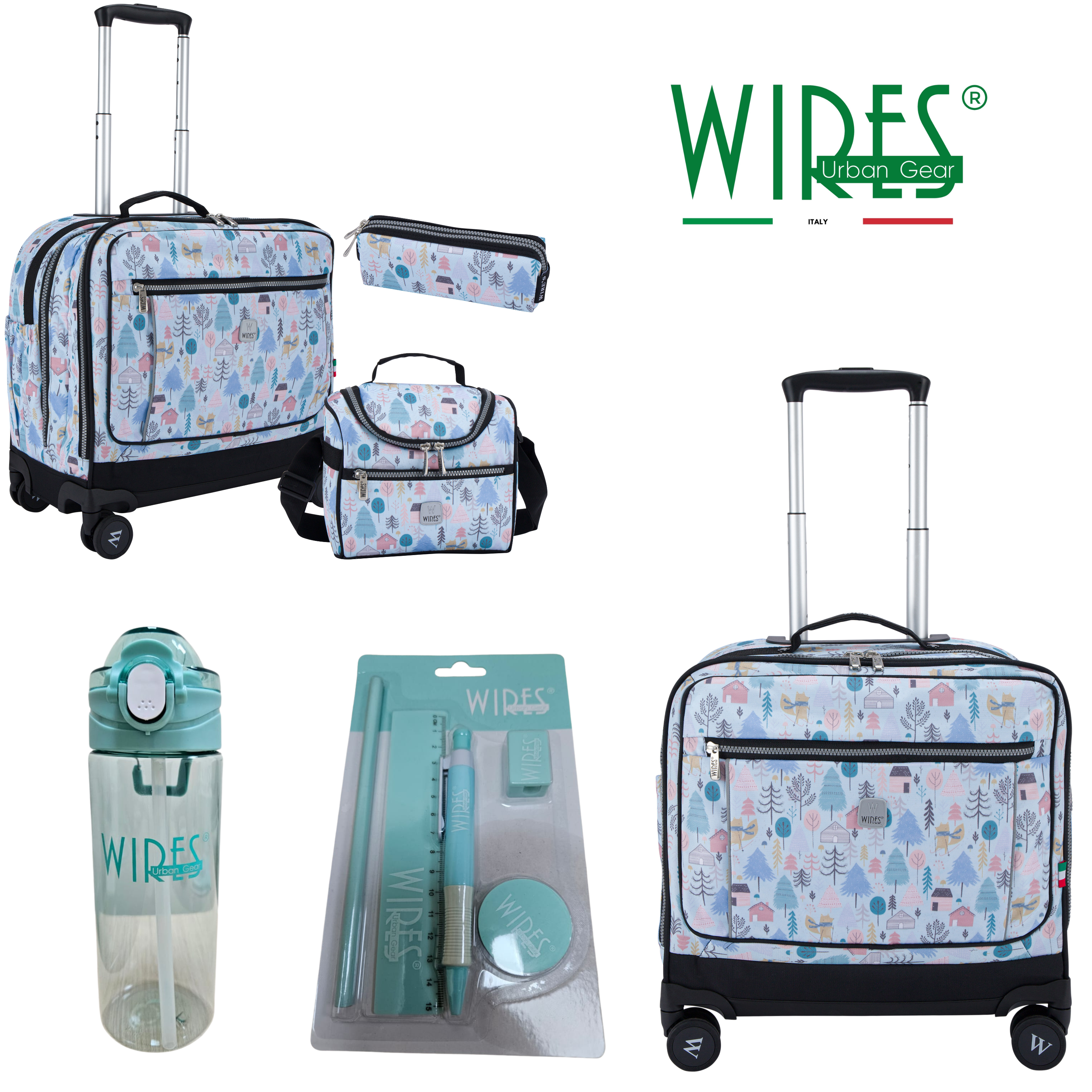 4 Wheels Trolley School Bag-Set of 5