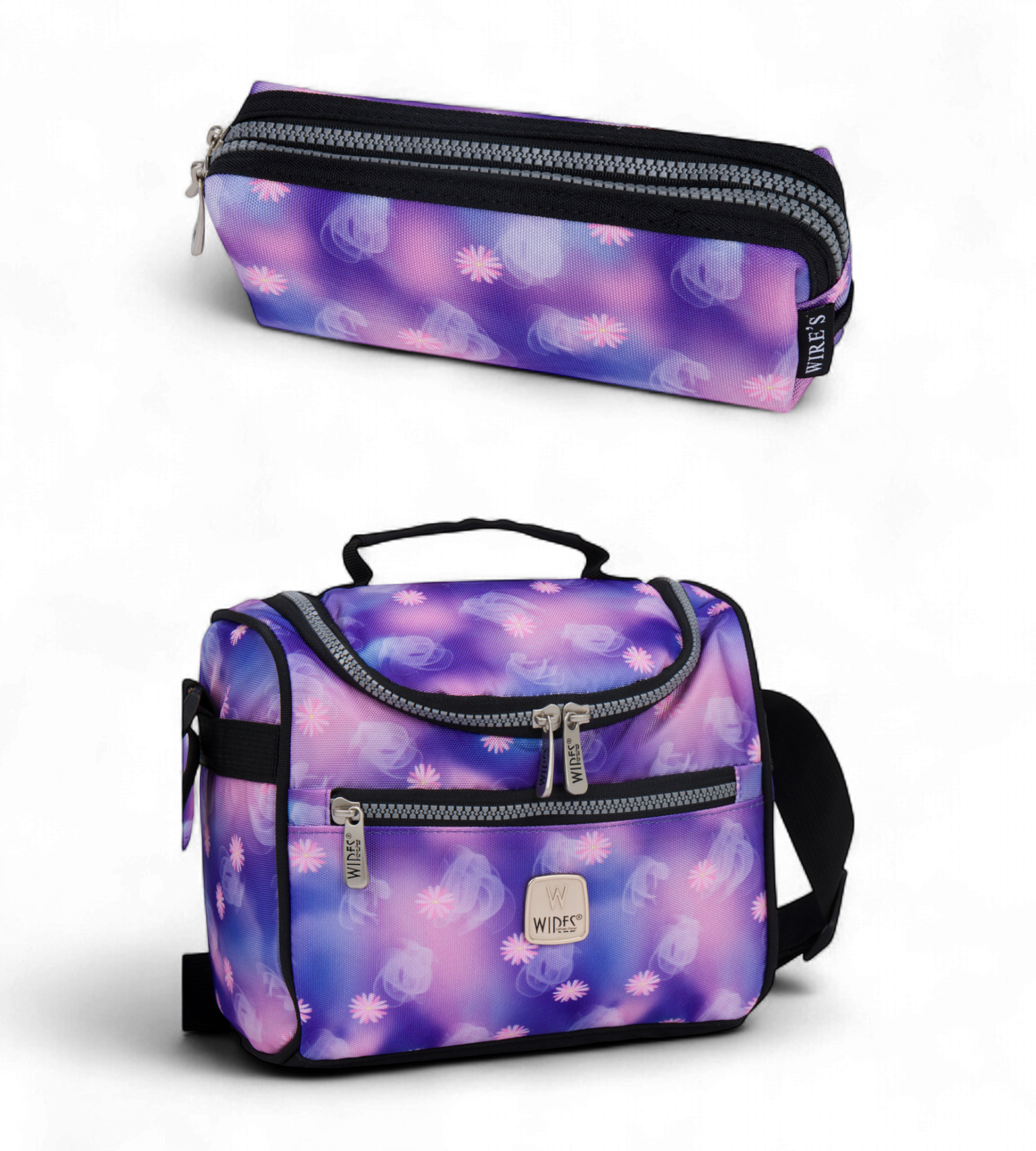 Wires Big Wheel Rolling School Bag 5 Piece Student Set